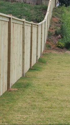 Fence Installation of Capped Wood Privacy