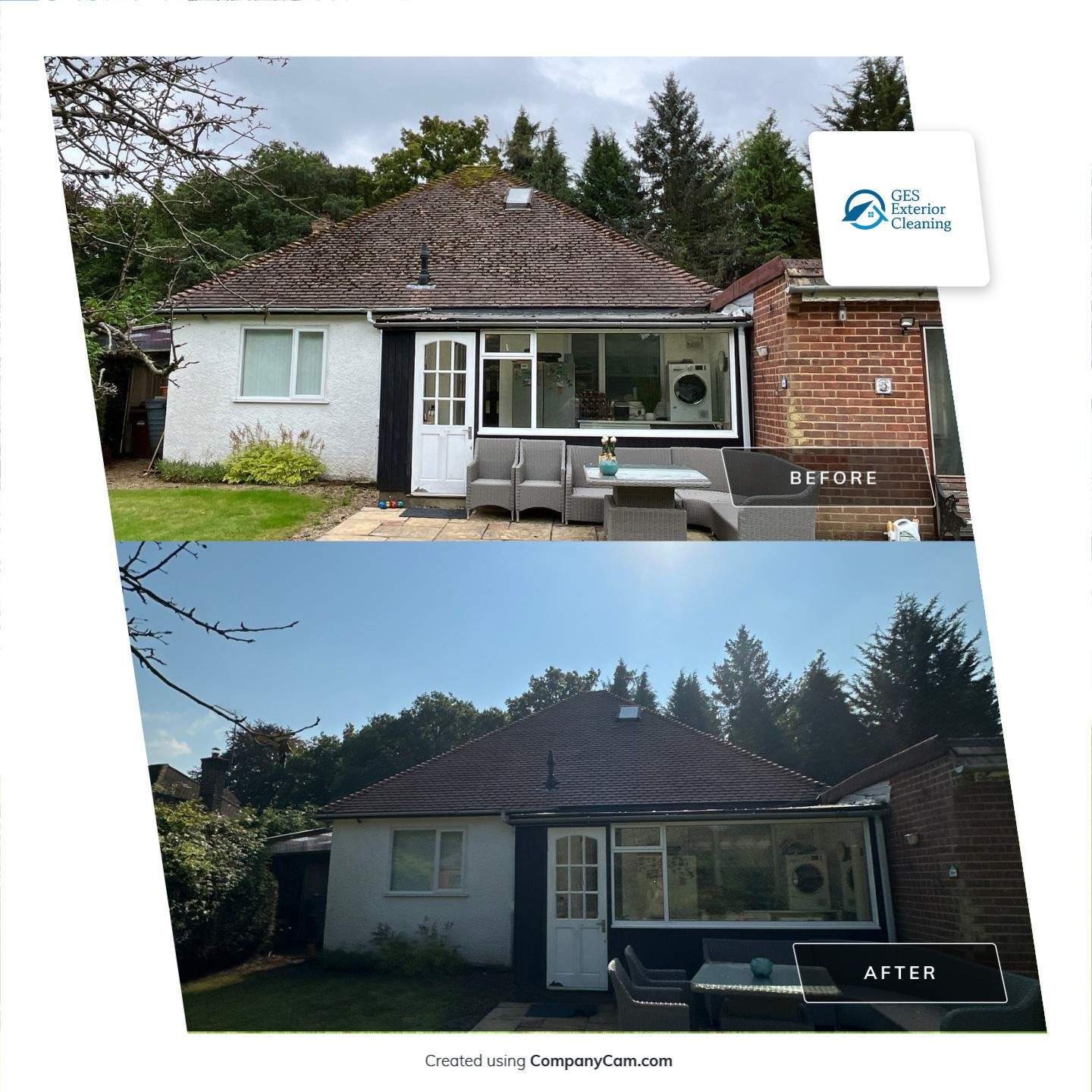 Roof Clean  - Moss Removal - Gutter Clean using Honda 15lpm Low Pressure Washing Machine by Ges Exterior Cleaning ltd