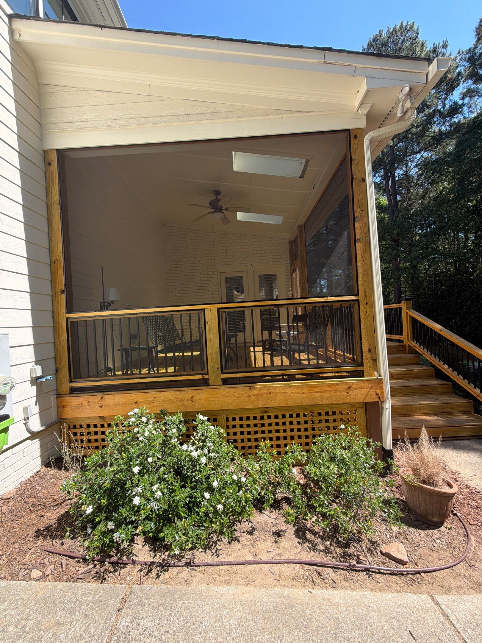 Deck Stain, Round Balusters & Screened Porch Transformation by Billy Weatherspoon Contractor