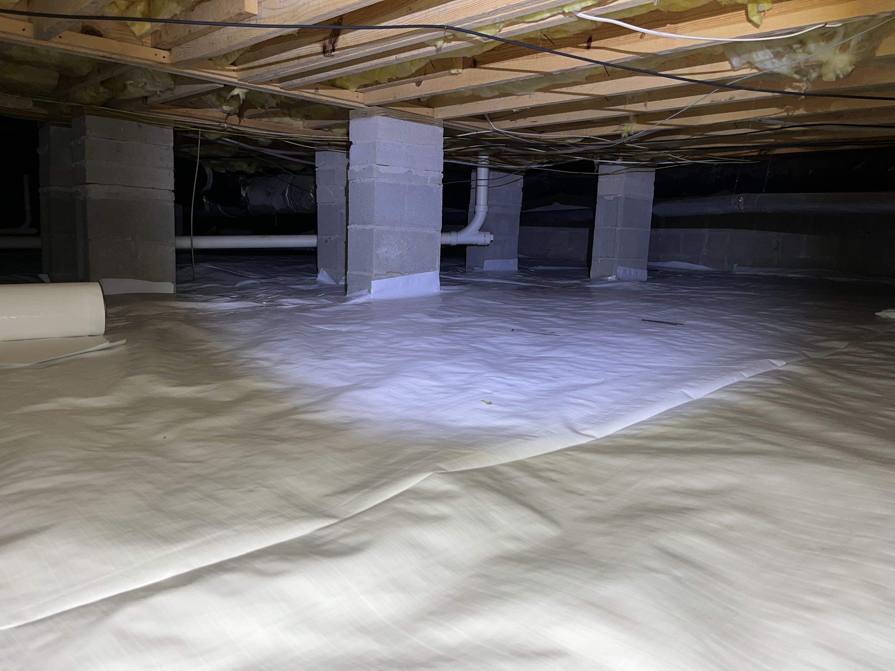 Dehumidifier and Moisture Barrier Install using 14Mil Moisture Barrier by Impact Crawlspace
