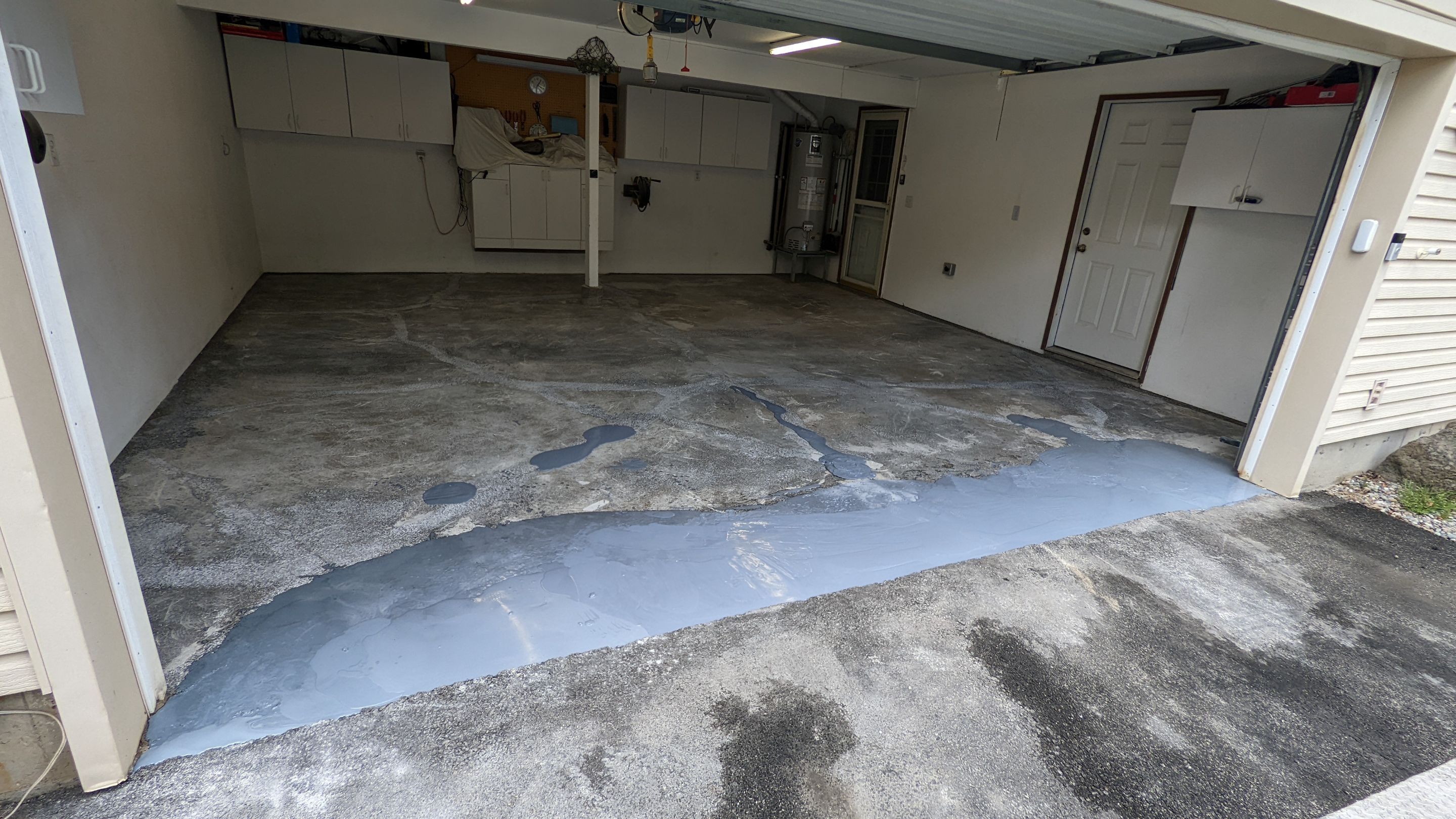 Garage Transformation using Domino for Garage and Pecan for Pool Deck by Croc Coatings, LLC