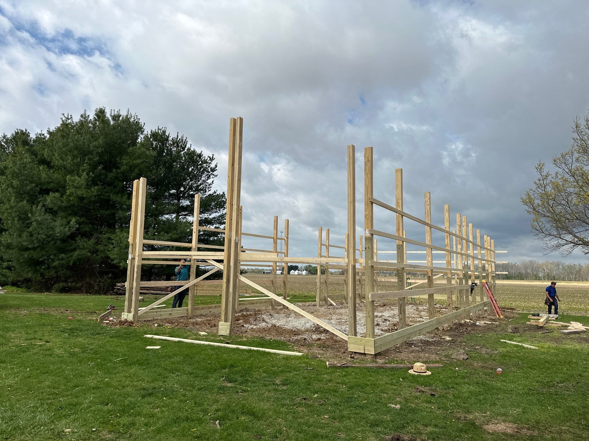 Multi-Bay Custom Pole Barn Construction in Arlington, Indiana by The Barn Builders 