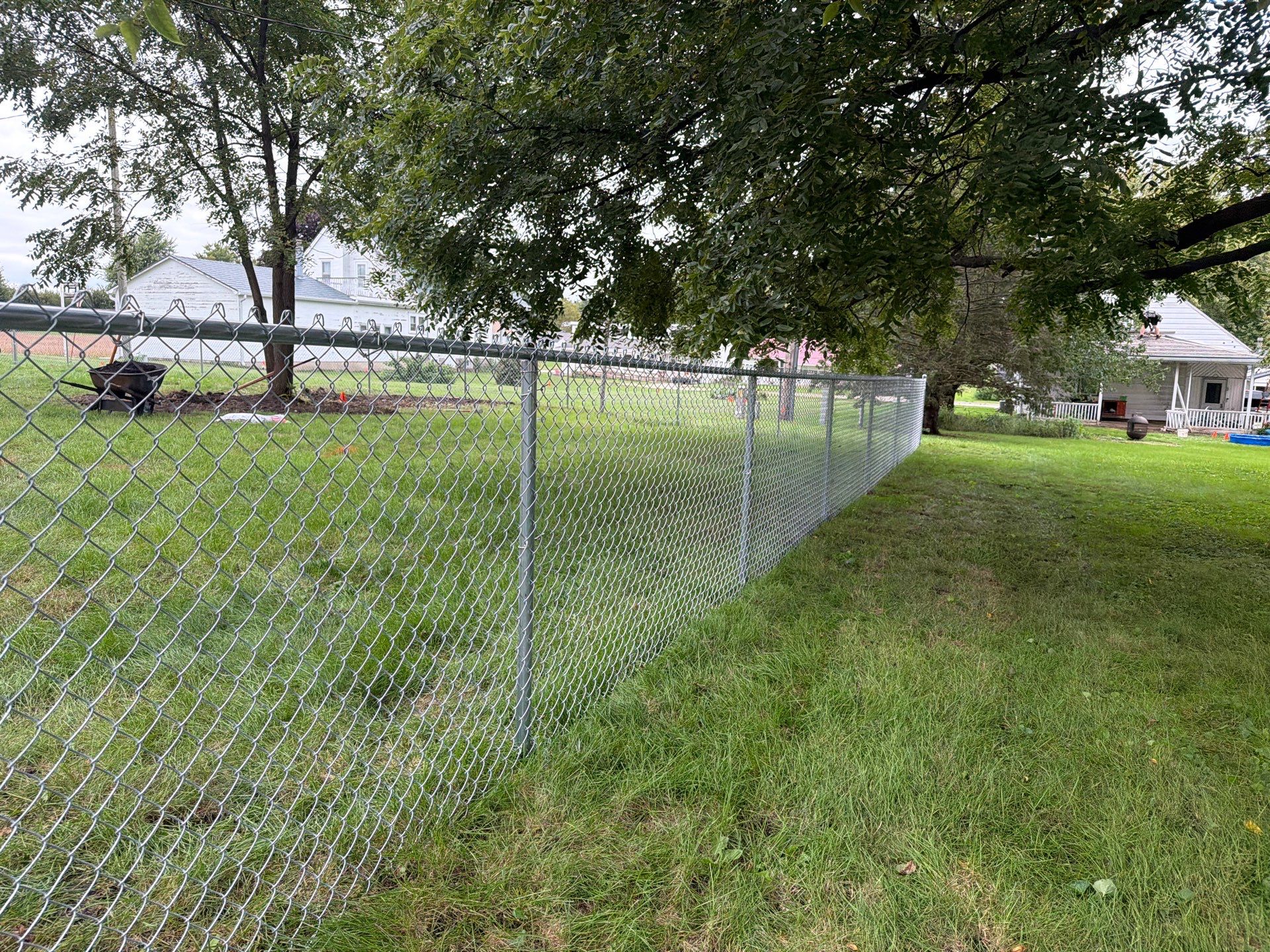 Tripoli Residential Galvanized Chain Link Fence with Double Gates by Perfect Picket Fence and Stain