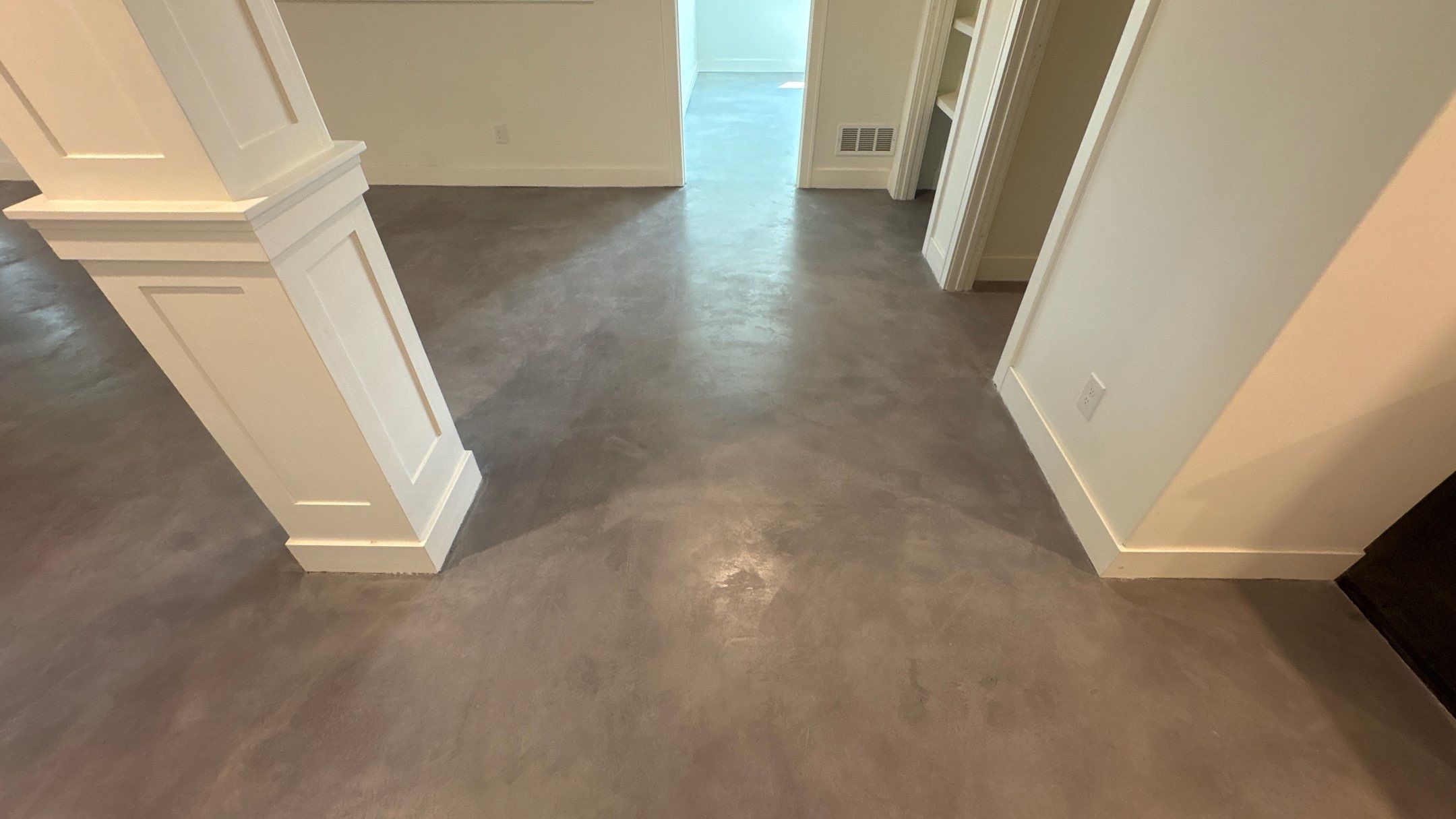 Basement Floor Overlay - Lawrence, KS by Big Red Decorative Concrete, LLC