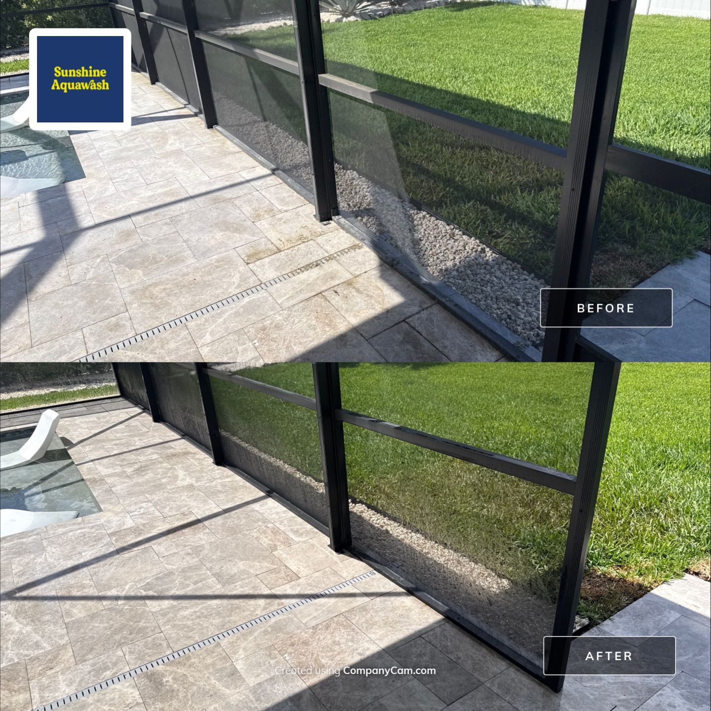 Travertine Pool Deck, Lanai & Screen Enclosure Cleaning Near Manatee River | Bradenton, FL by Sunshine AquaWash