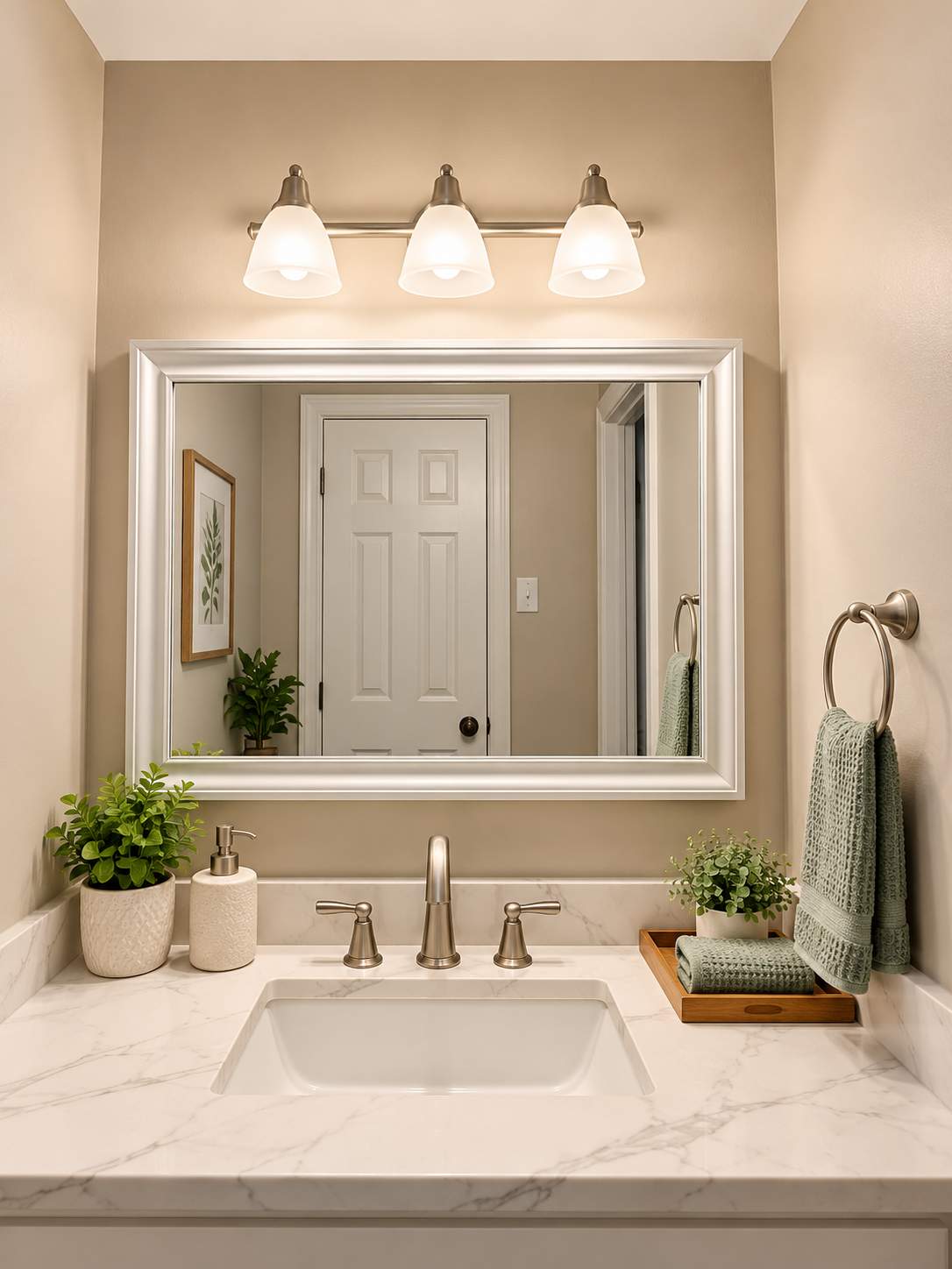 Modern Marble-Look Tub & Shower Bathroom Remodel