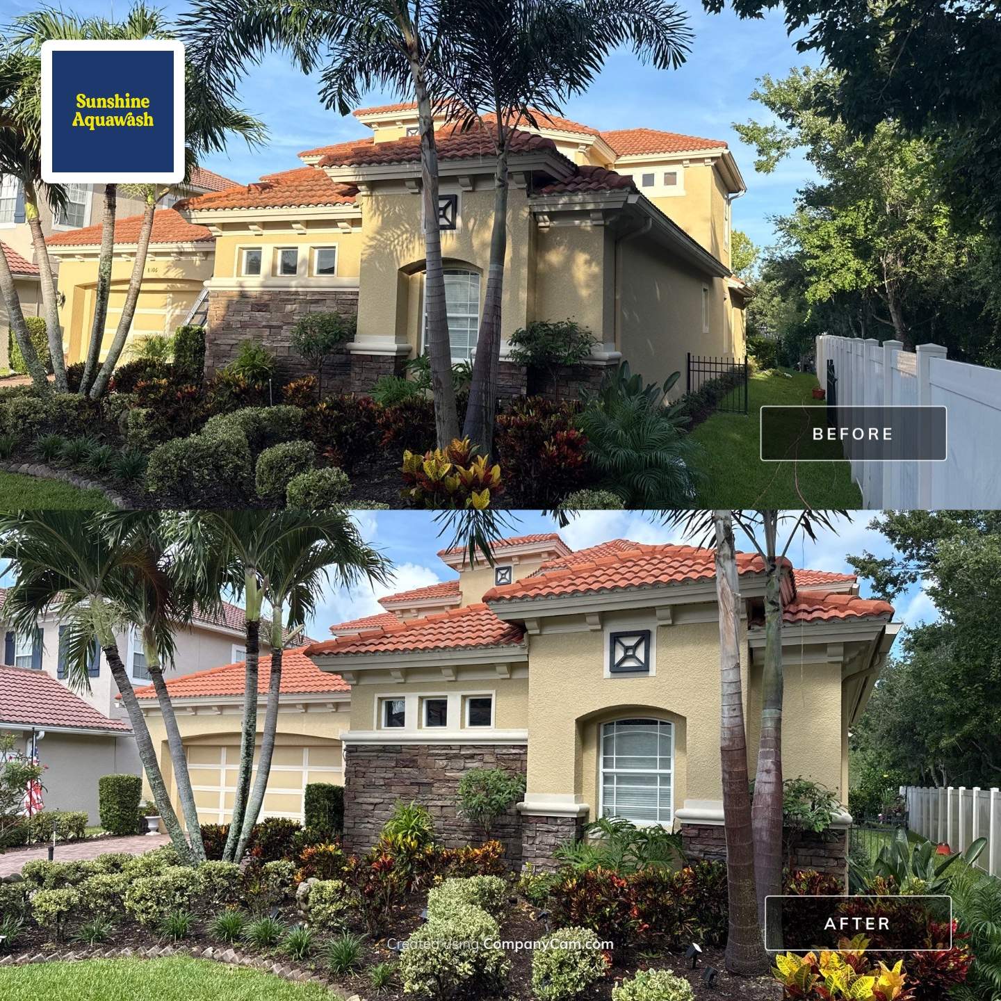 Soft Wash Tile Roof Cleaning in Sonoma Community, Sarasota, FL by Sunshine AquaWash