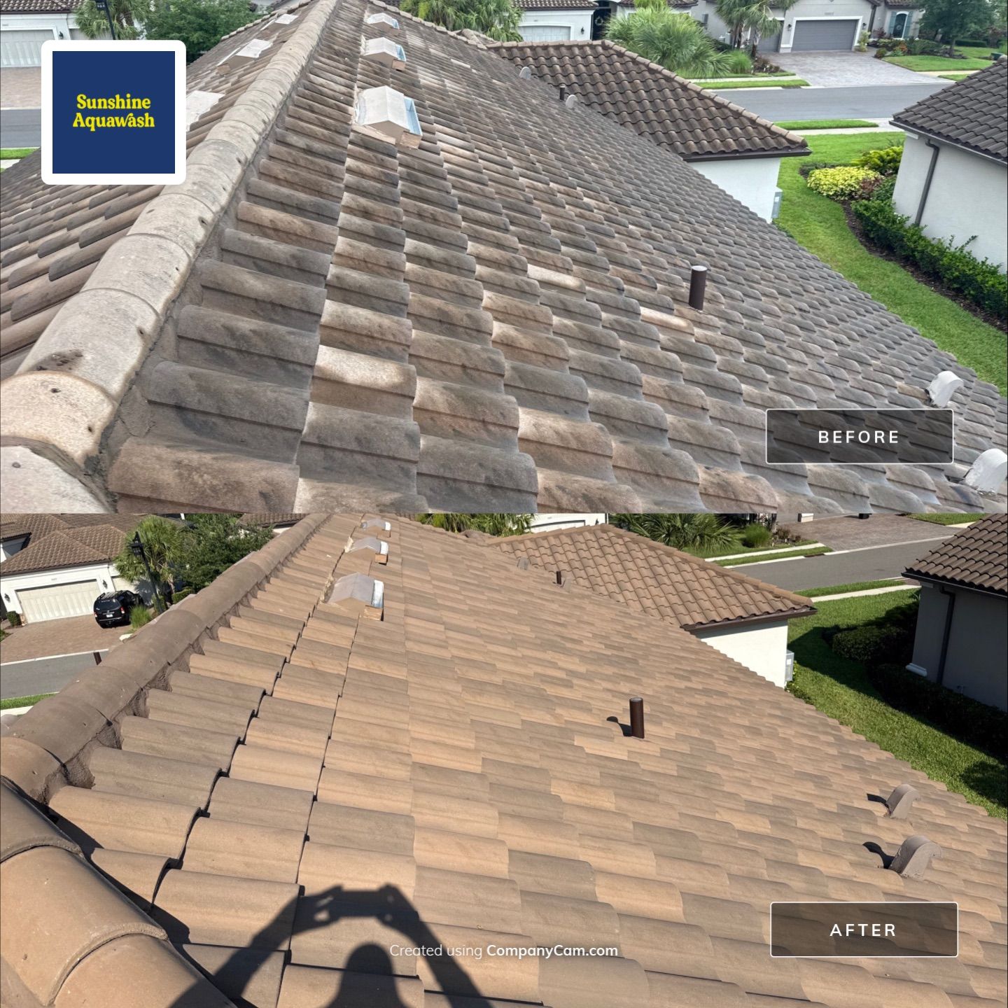 Concrete Tile Roof, Paver Driveway & Lanai Cleaning – Artisan Lakes Esplanade, Palmetto, FL by Sunshine AquaWash
