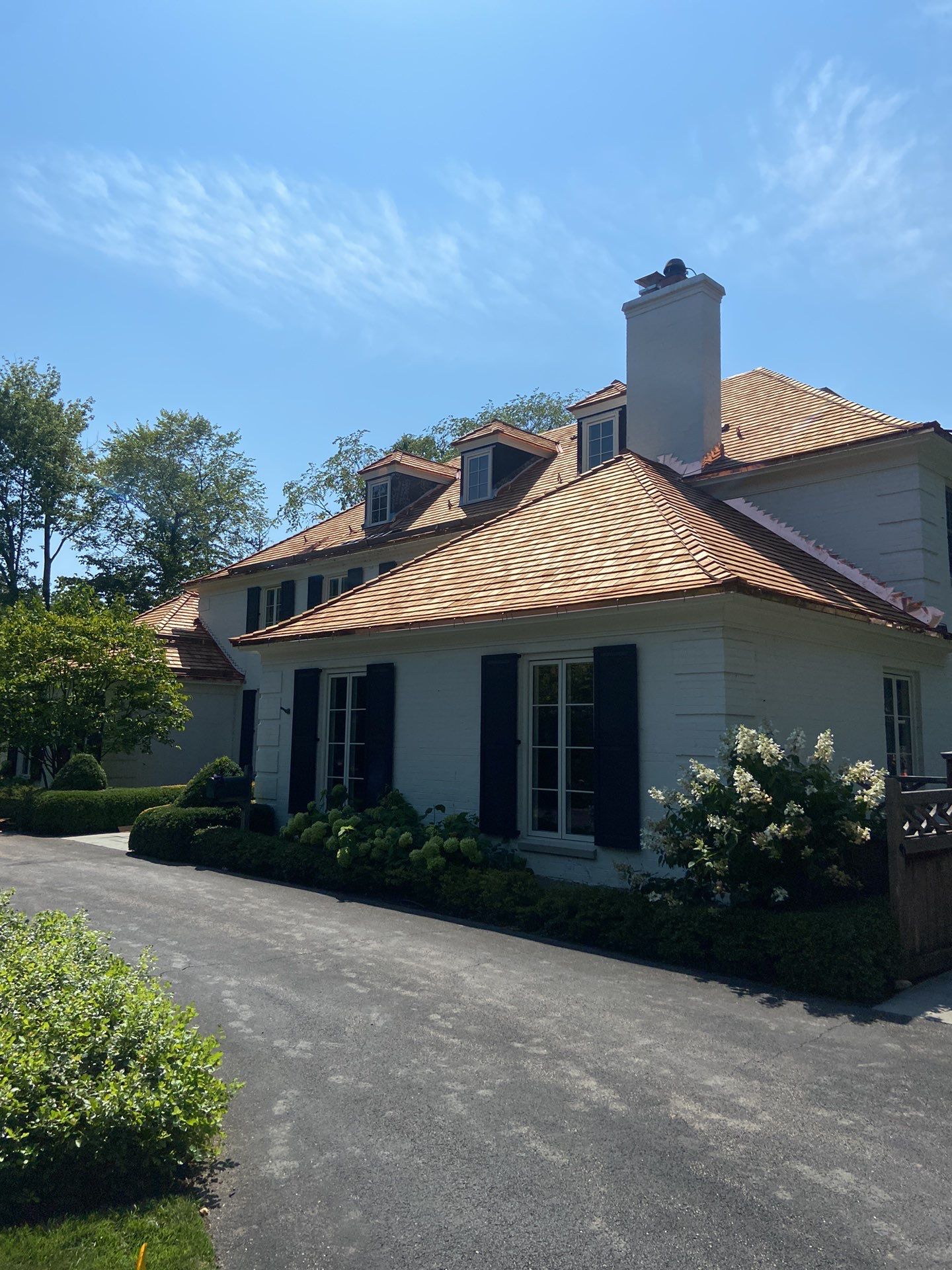 Cedar Shake Roof Replacement with Half Round Copper Gutter Installation  by Custom Installations, Inc.