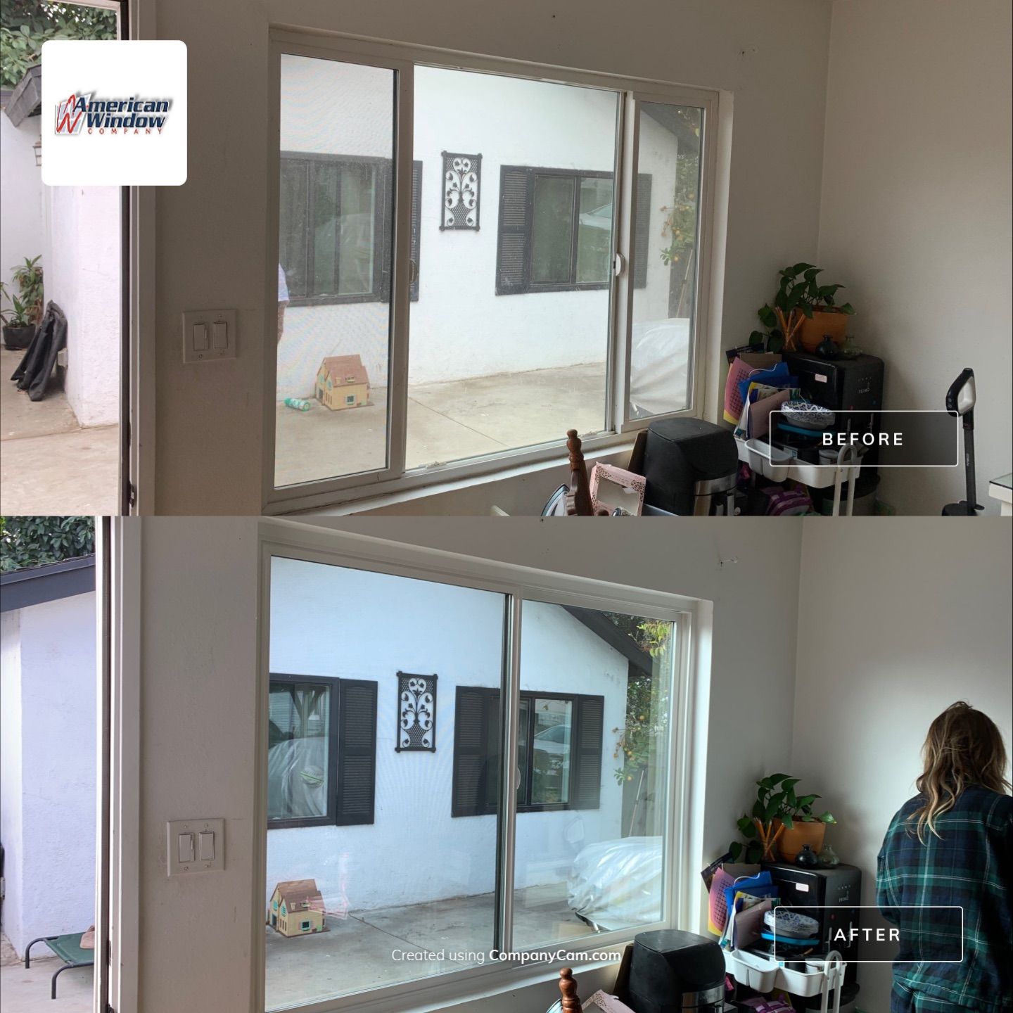 Window Installation using black Vinyl Windows by American Window Company