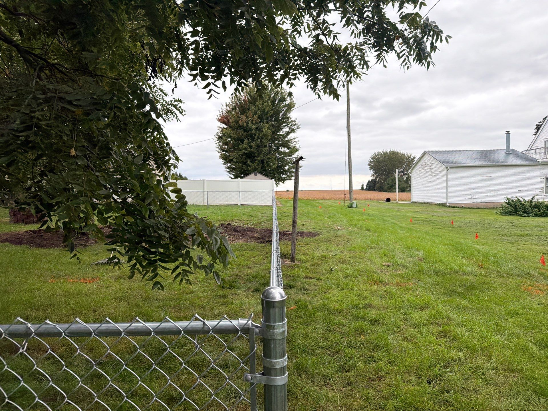 Tripoli Residential Galvanized Chain Link Fence with Double Gates by Perfect Picket Fence and Stain