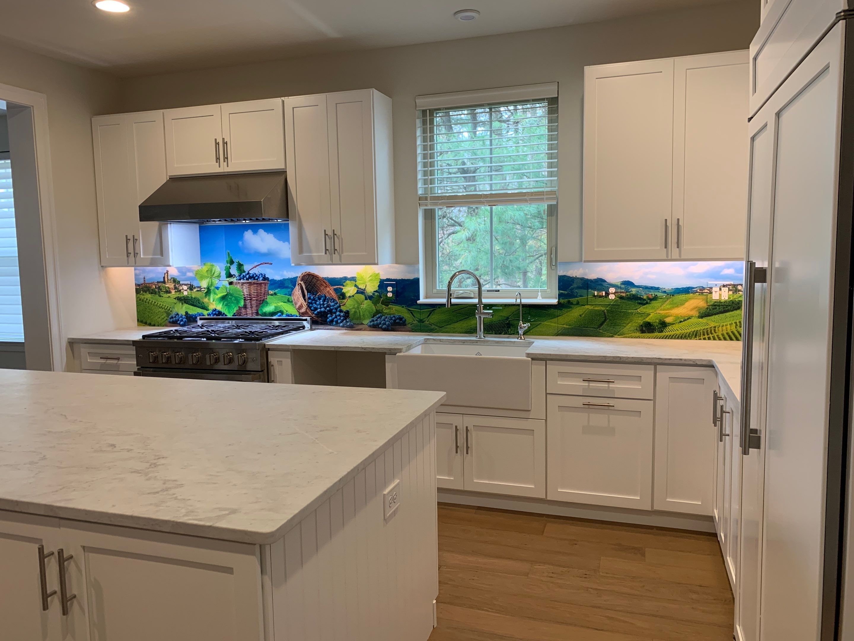 Kitchen Remodel using Italian Vinyard IMAGIO Solid Glass Backsplash by IMAGIO