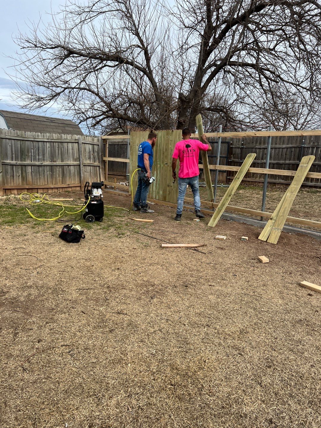 Fence , Concrete Pads , and Tree Removal by Clays Services Inc