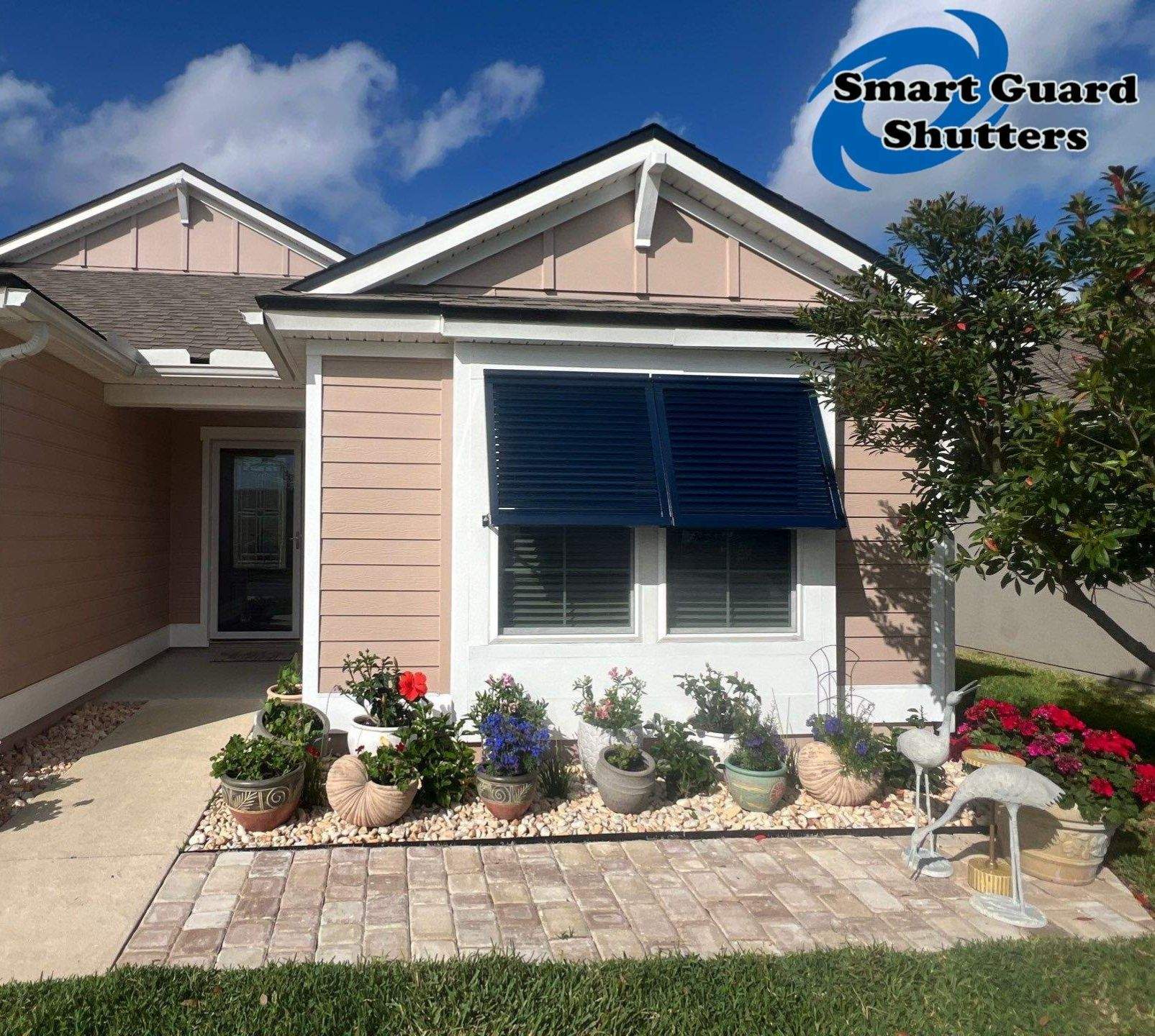 Decorative Bahamas in Steel Blue by Smart Guard Shutters