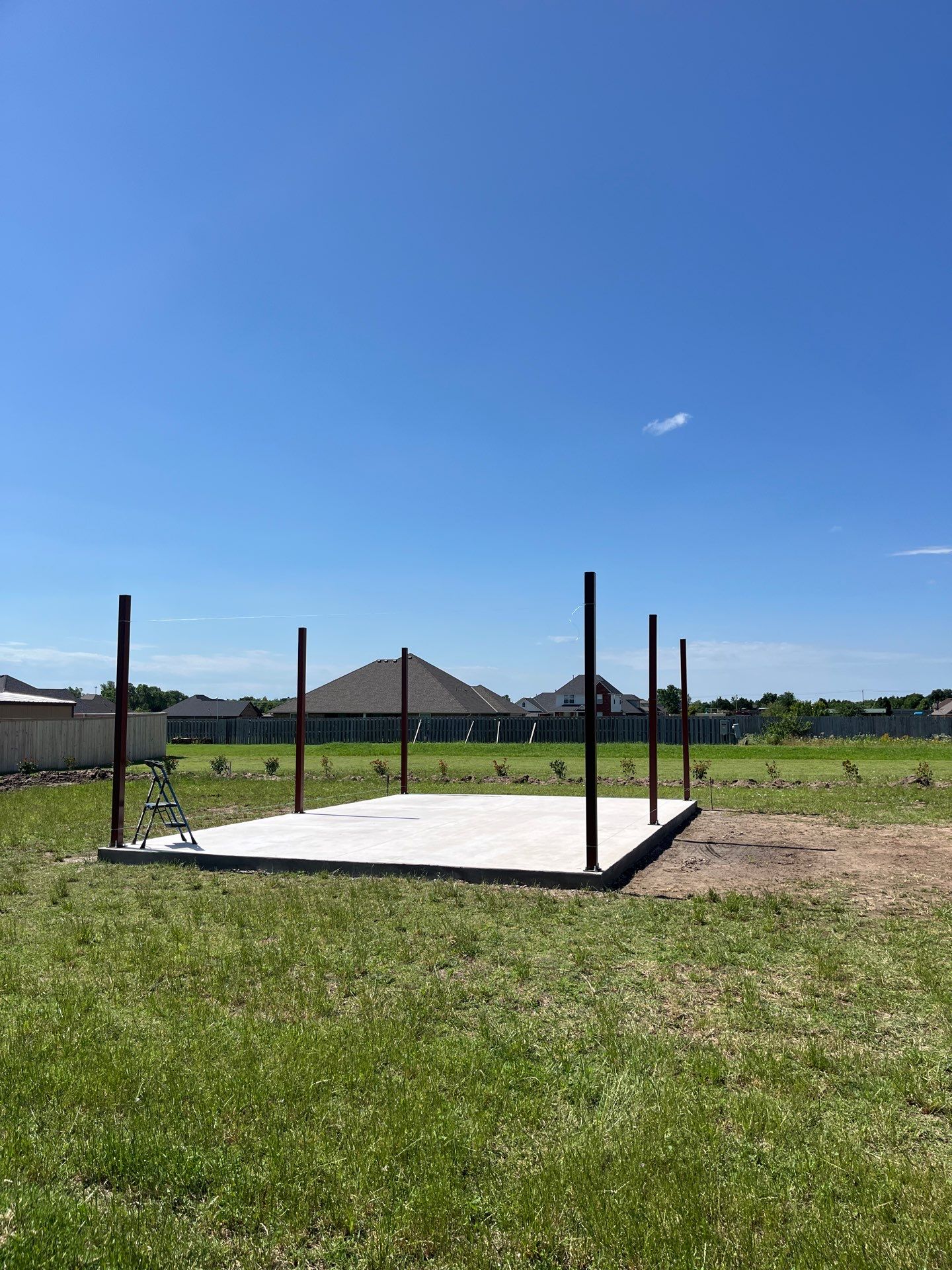 Custom Metal Pergola , Live Fence , Irrigation, Concrete, And Landscape by Clays Services Inc