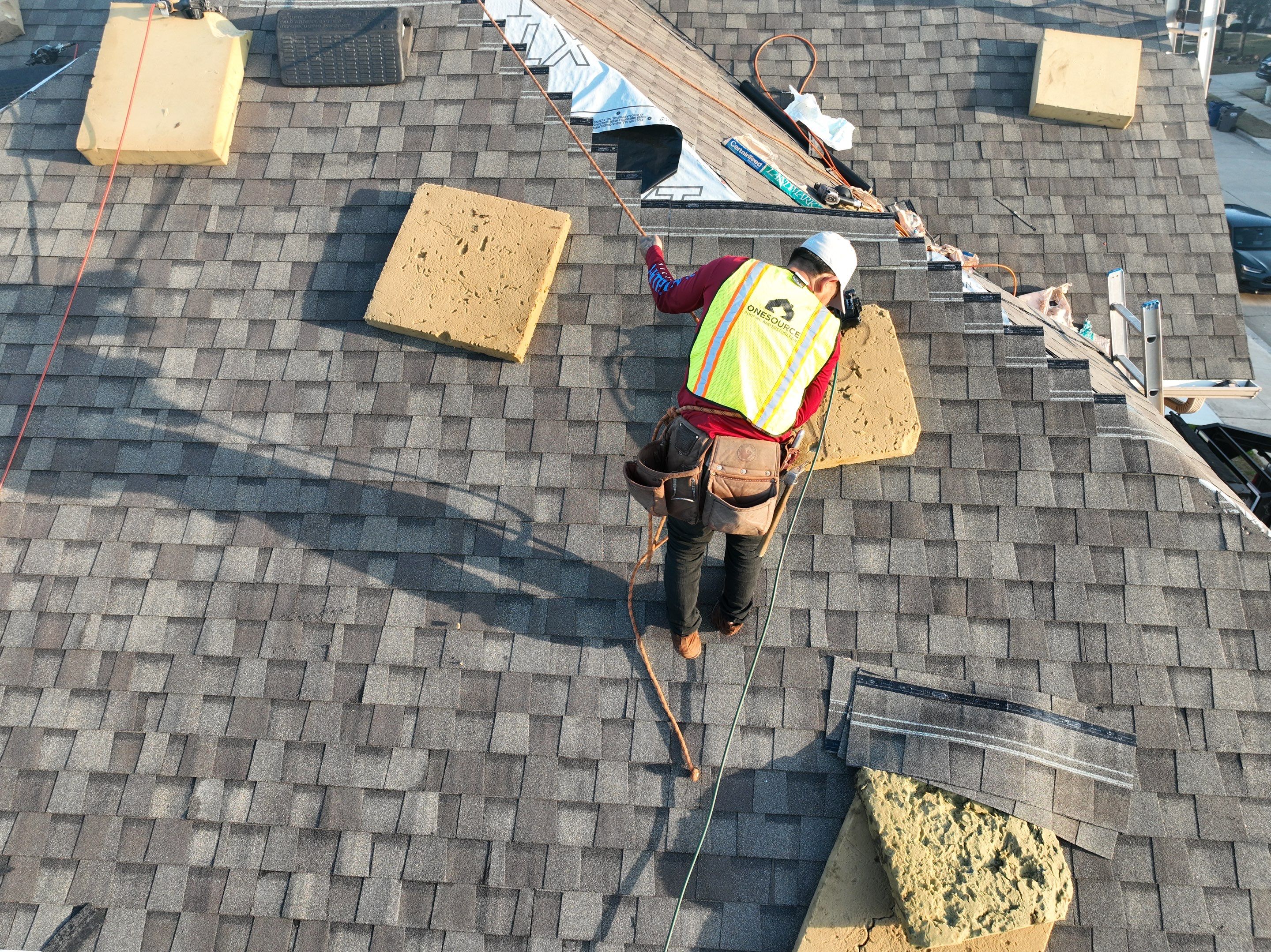 Residential Roofing Installation using CertainTeed Landmark Weathered Wood by OneSource Roofing and Restoration