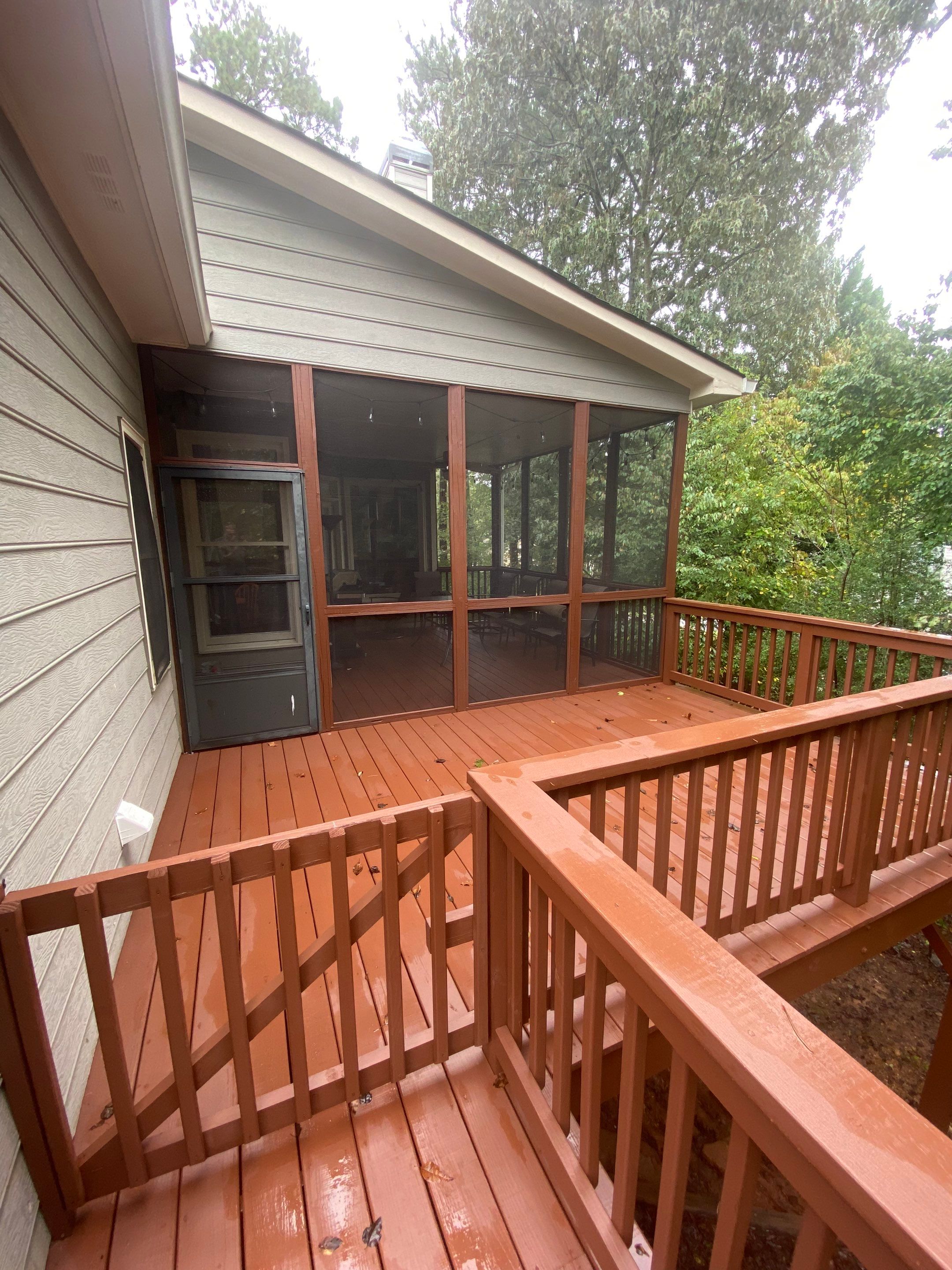 Wood Deck and Screened-In Porch Staining in Woodstock by Swift Home Renovations