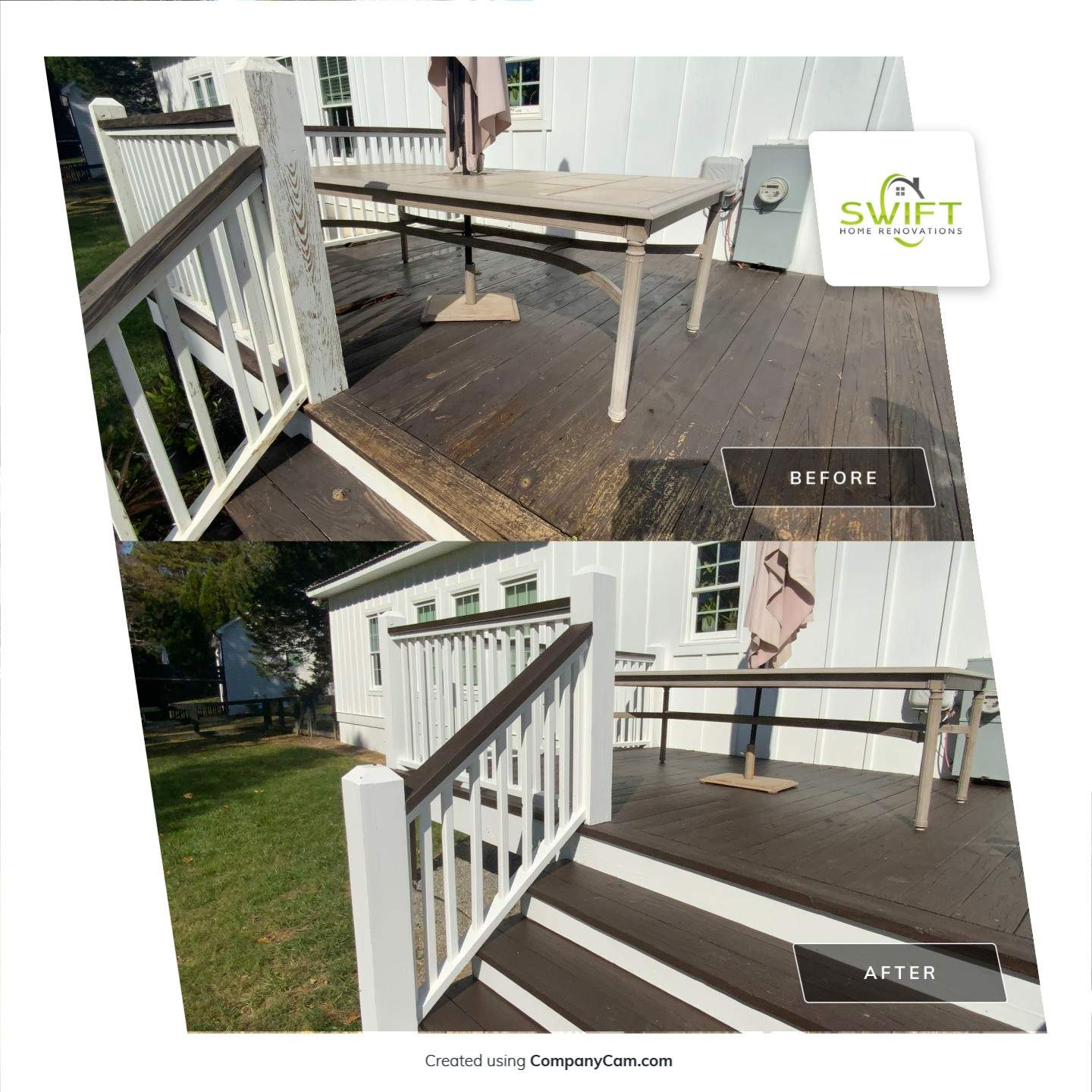 Exterior Trim Painting and Dark Deck Staining in Acworth by Swift Home Renovations