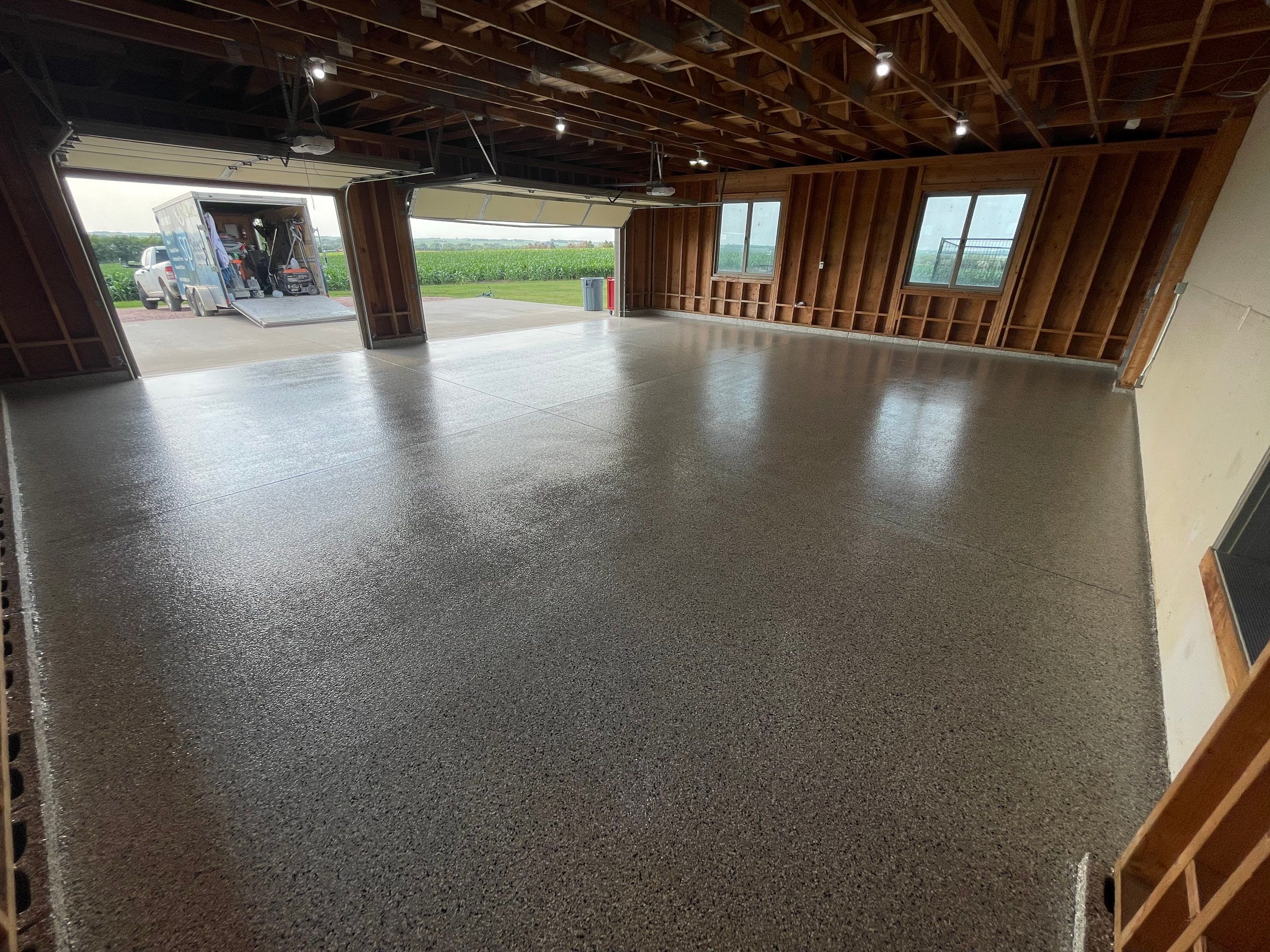 Cabin Fever Coating for Detached Garage in Dell Rapids by Select Painting, Coatings & Garage Cabinets