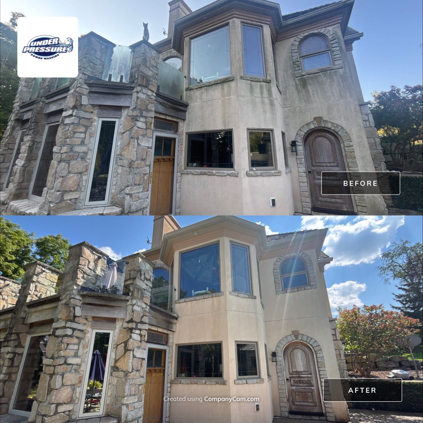 Full Stucco and Stone Exterior Power Washing in Edgerton by Under Pressure Power Washing 