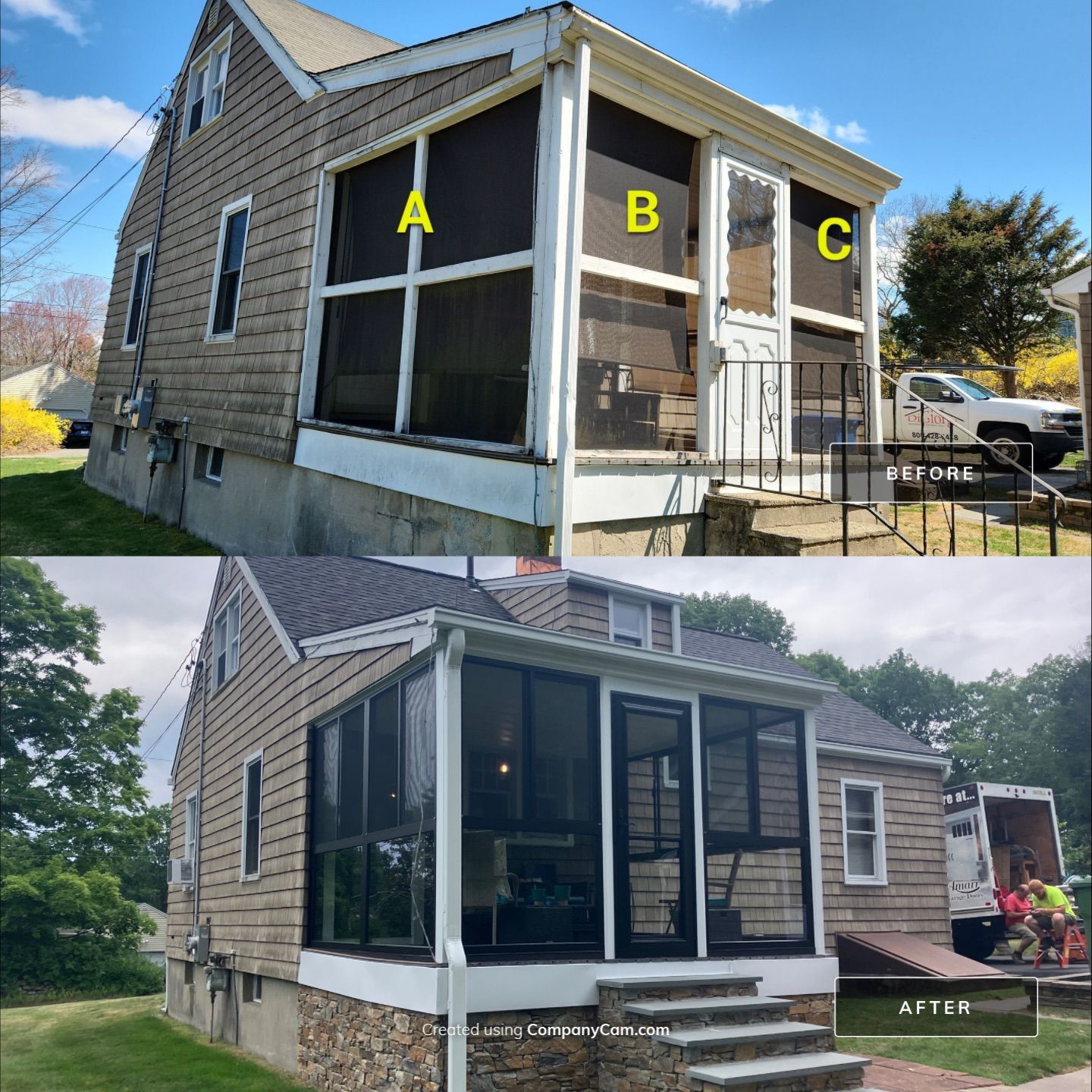 Summer Space Porch Enclosure Transformation by DiGiorgi Roofing and Siding Inc