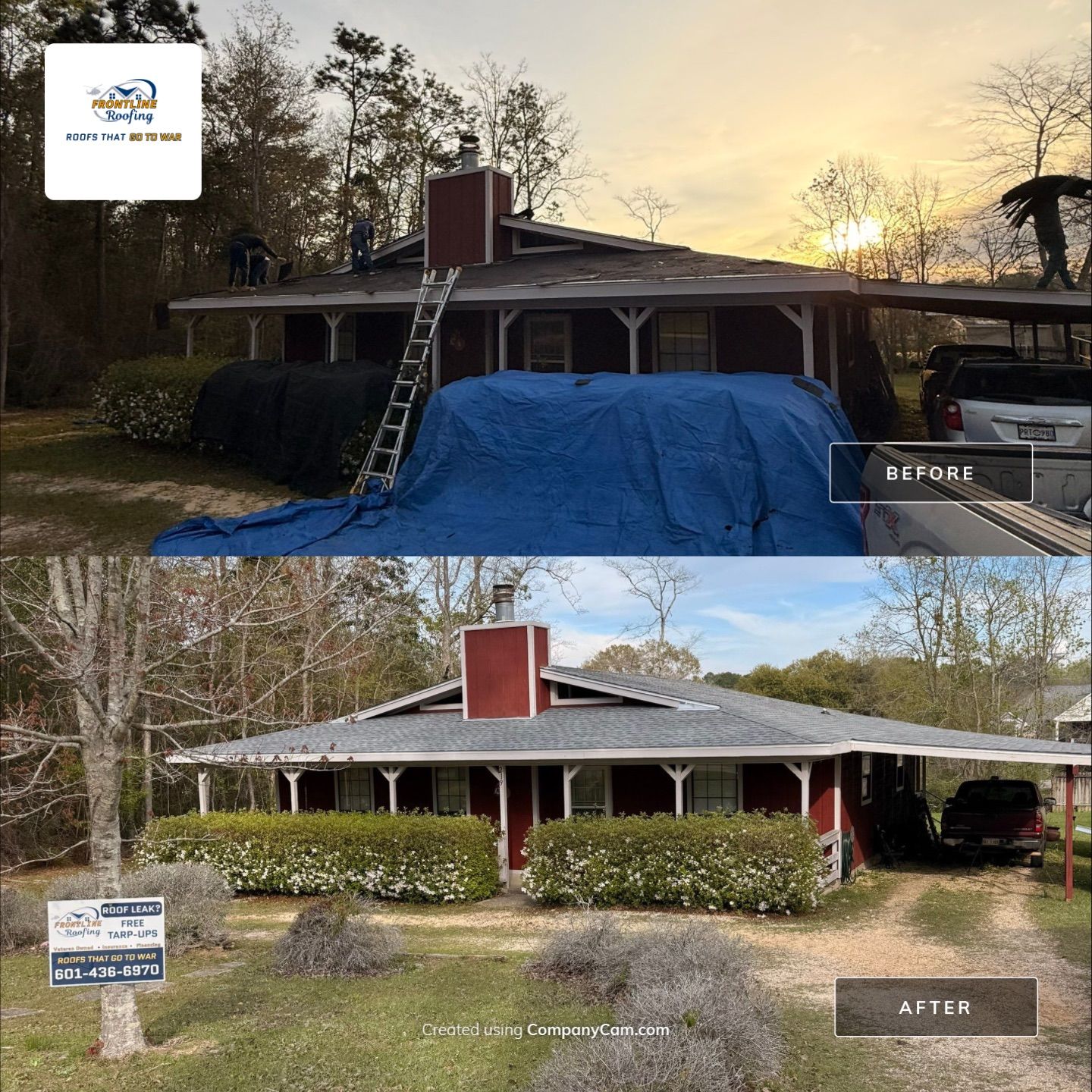 Full Asphalt Shingle Roof Replacement and Decking Repair in Carriere by Frontline Roofing