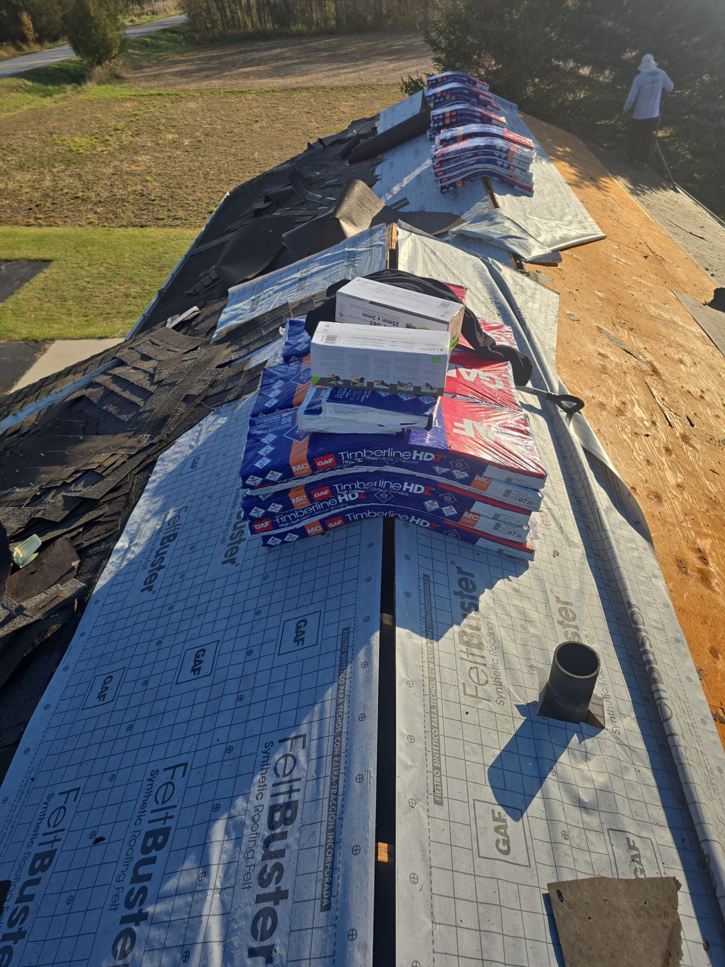 Residential Roofing Installation using GAF HDZ shingles and Gutter Replacement by Gellings Roofing and Siding LLC