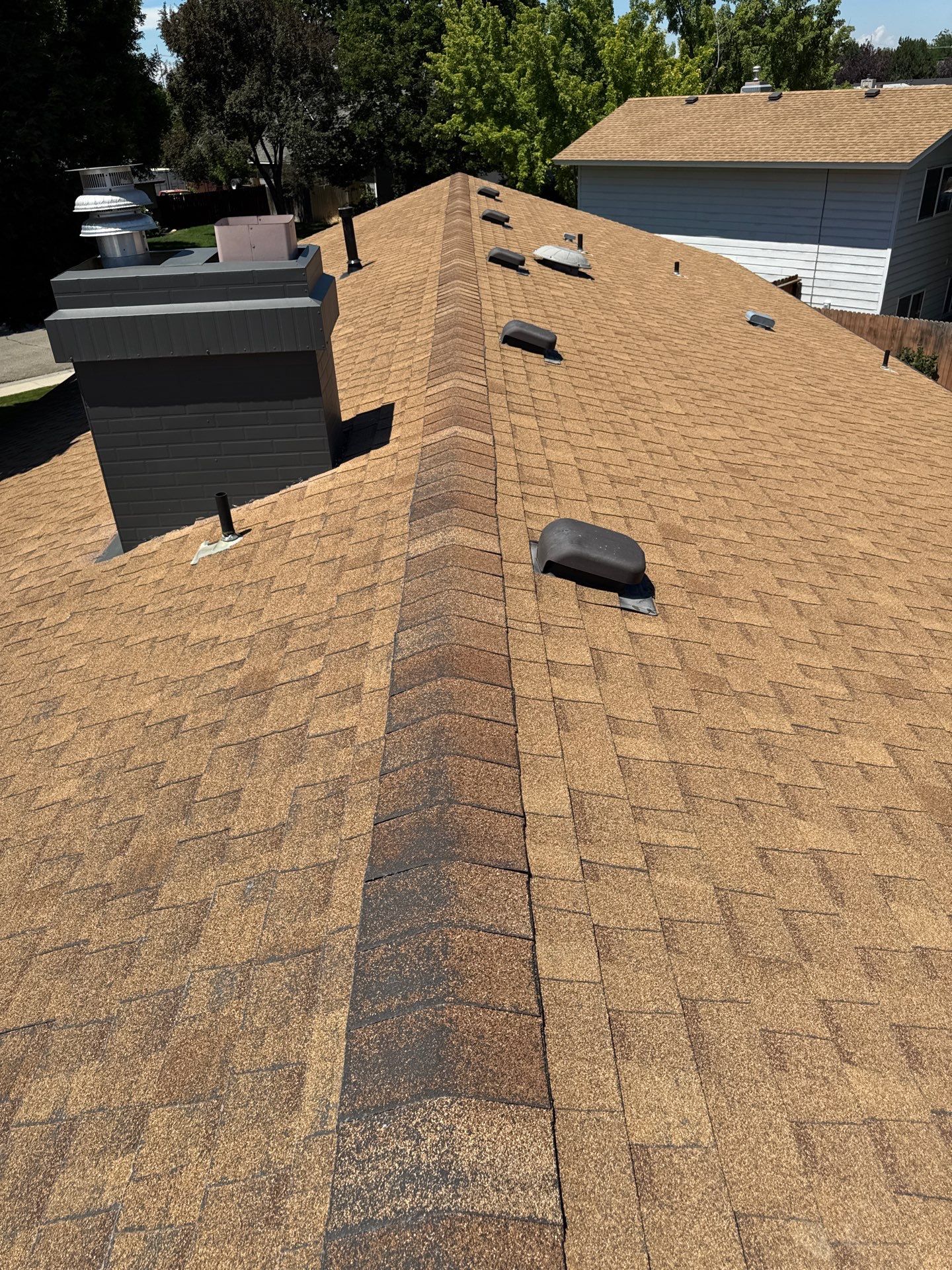 Asphalt Shingle Roof Replacement and Chimney Flashing in Boise by Olive Roofing