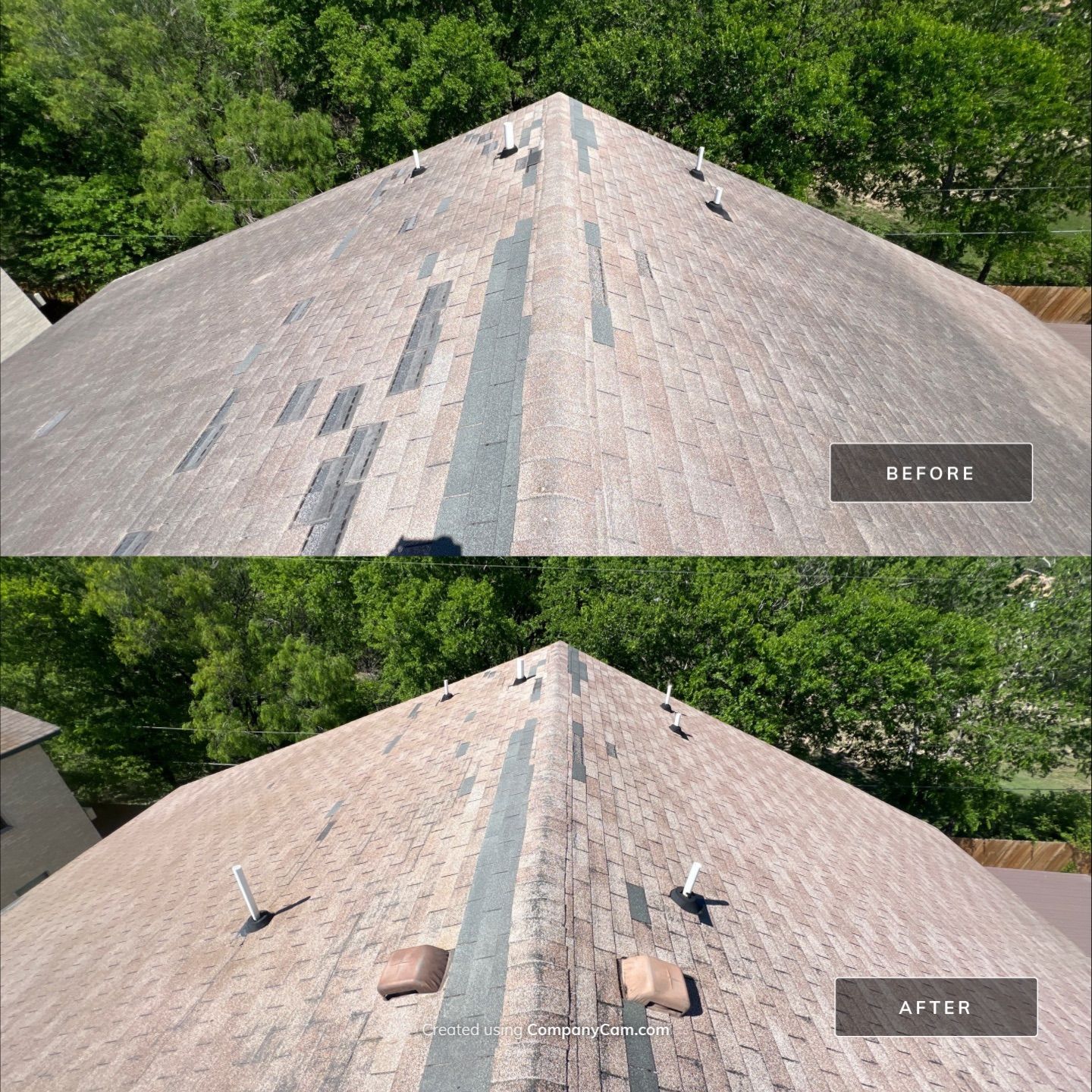 Shingle Roof Washing Project in San Antonio by Bright Choice