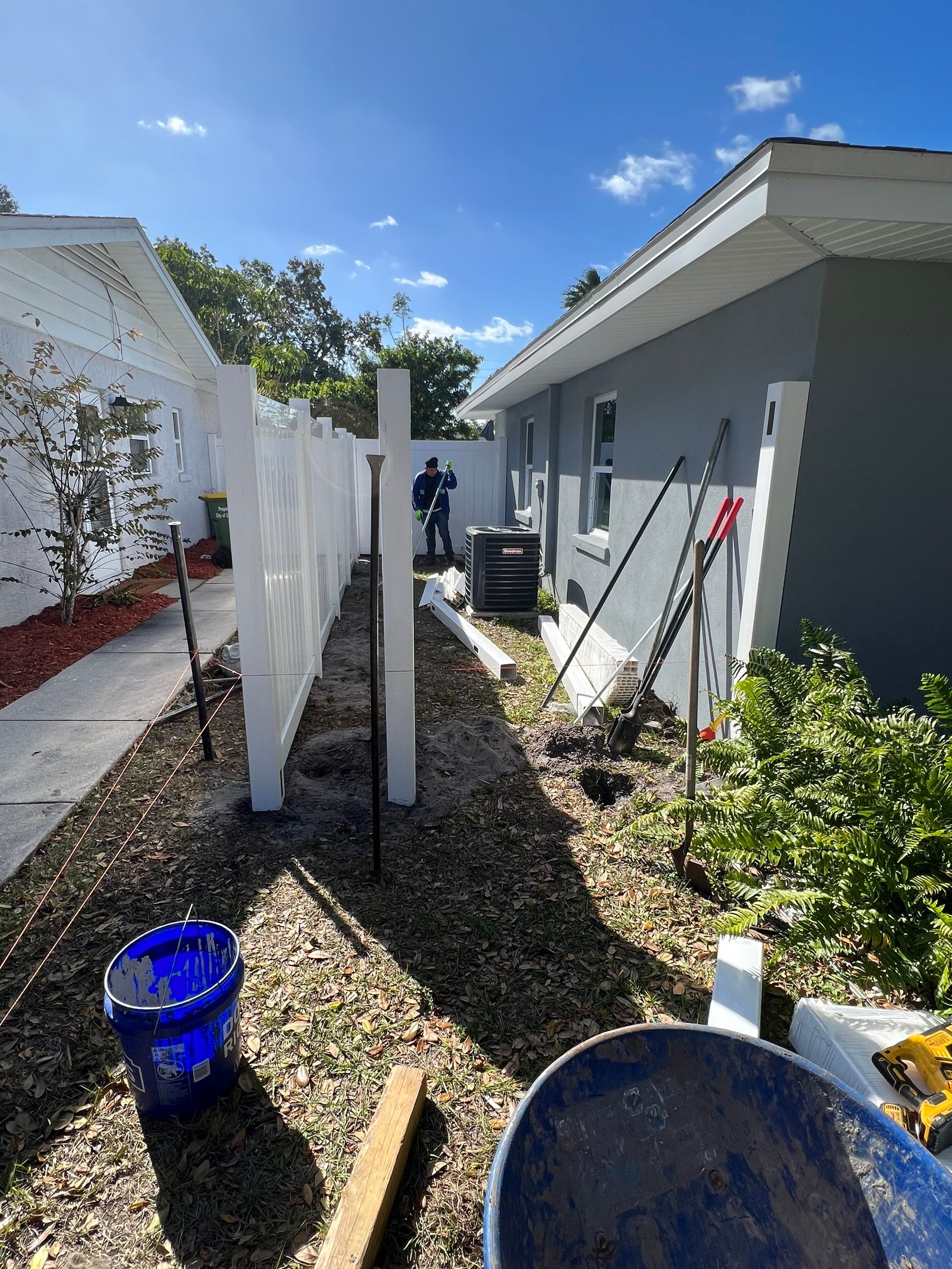 Vinyl Privacy Fence With AC Enclosure and Storage Corral by Asap fence and gates, LLC