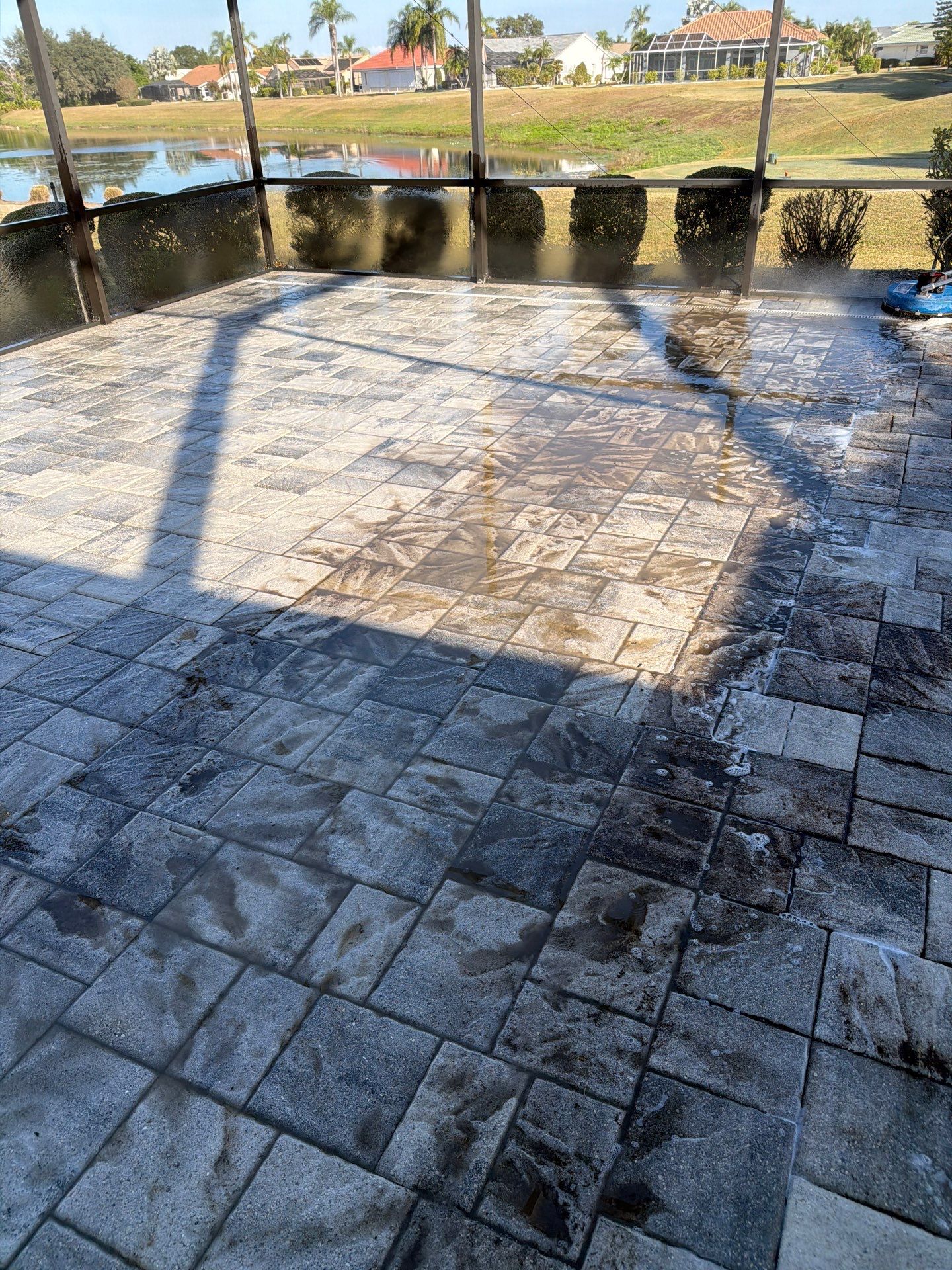 Paver Sealing and Restoration for Screened Lanai in Sun City Center by Supreme Paver Experts
