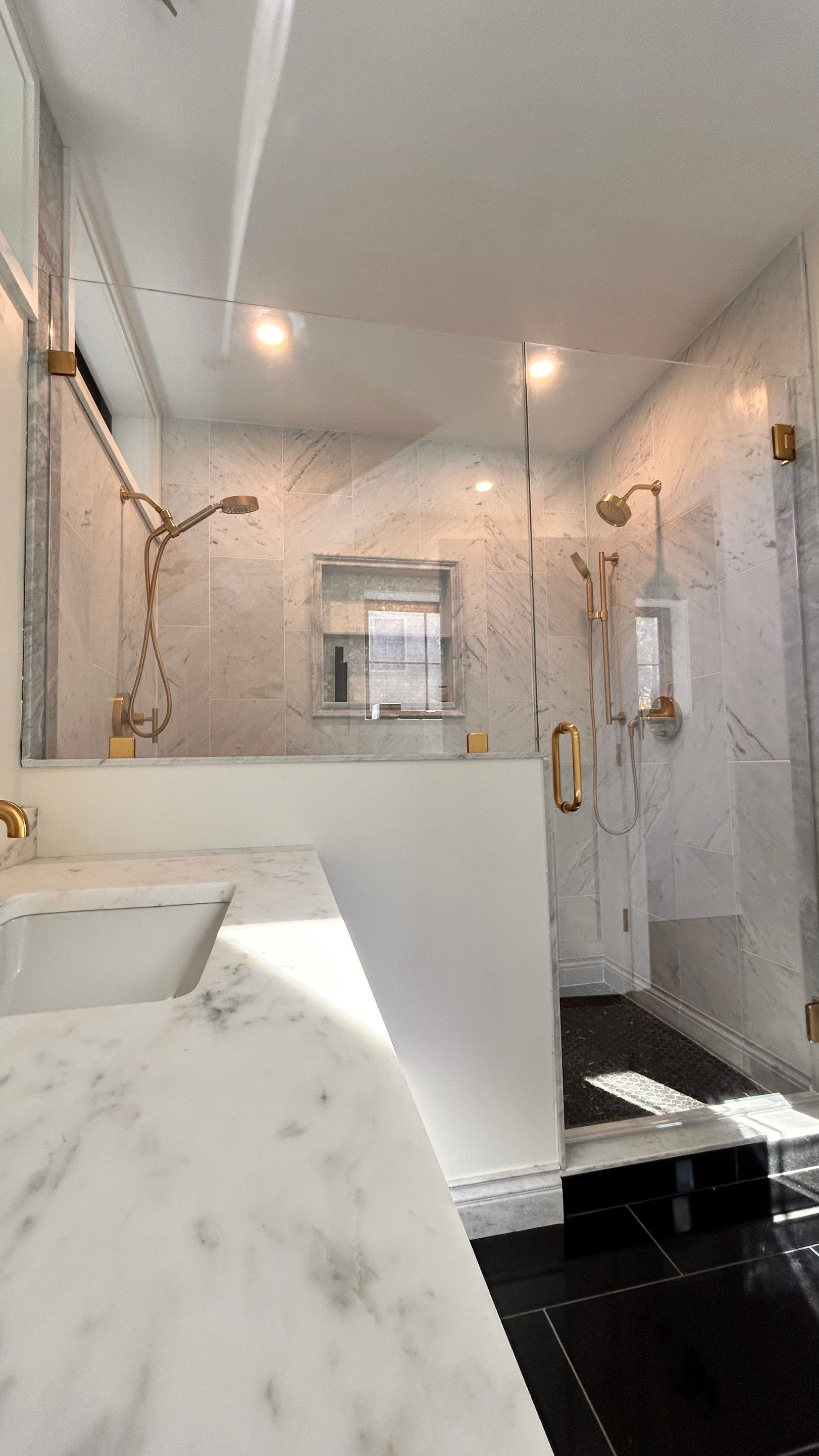 Frameless Shower Enclosure & Glass Top for Coffee Table by Cheshire Glass Company