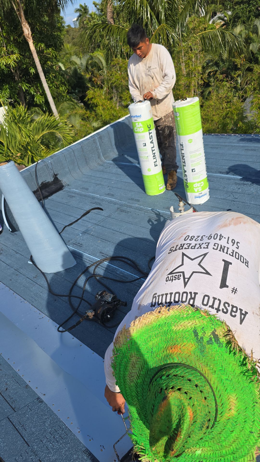 West Palm Beach Roof Restoration and Travertine Paver Driveway Installation by Aastro Roofing