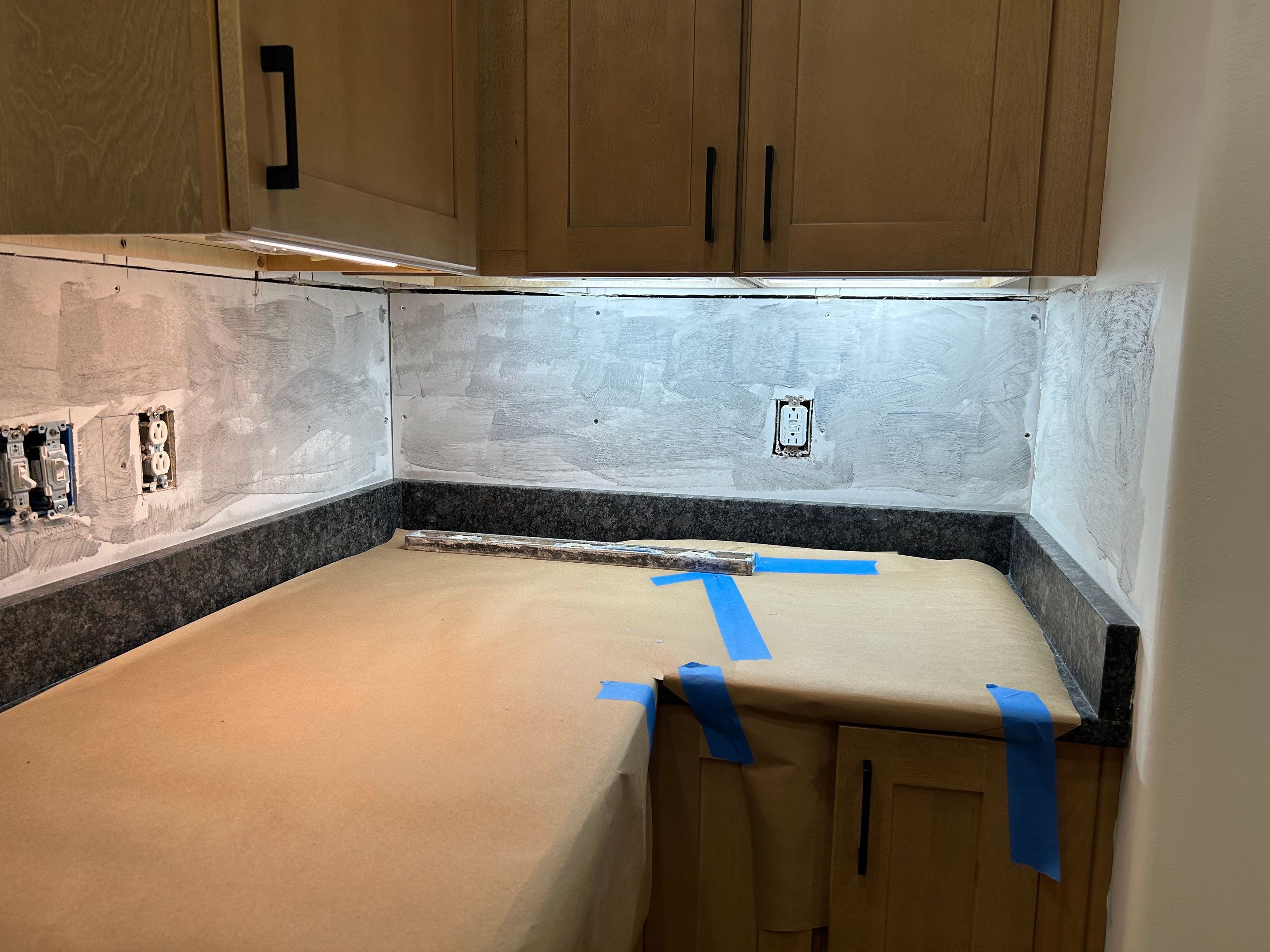 Hexagonal Marble Backsplash  by Footprints Floors of Nashville