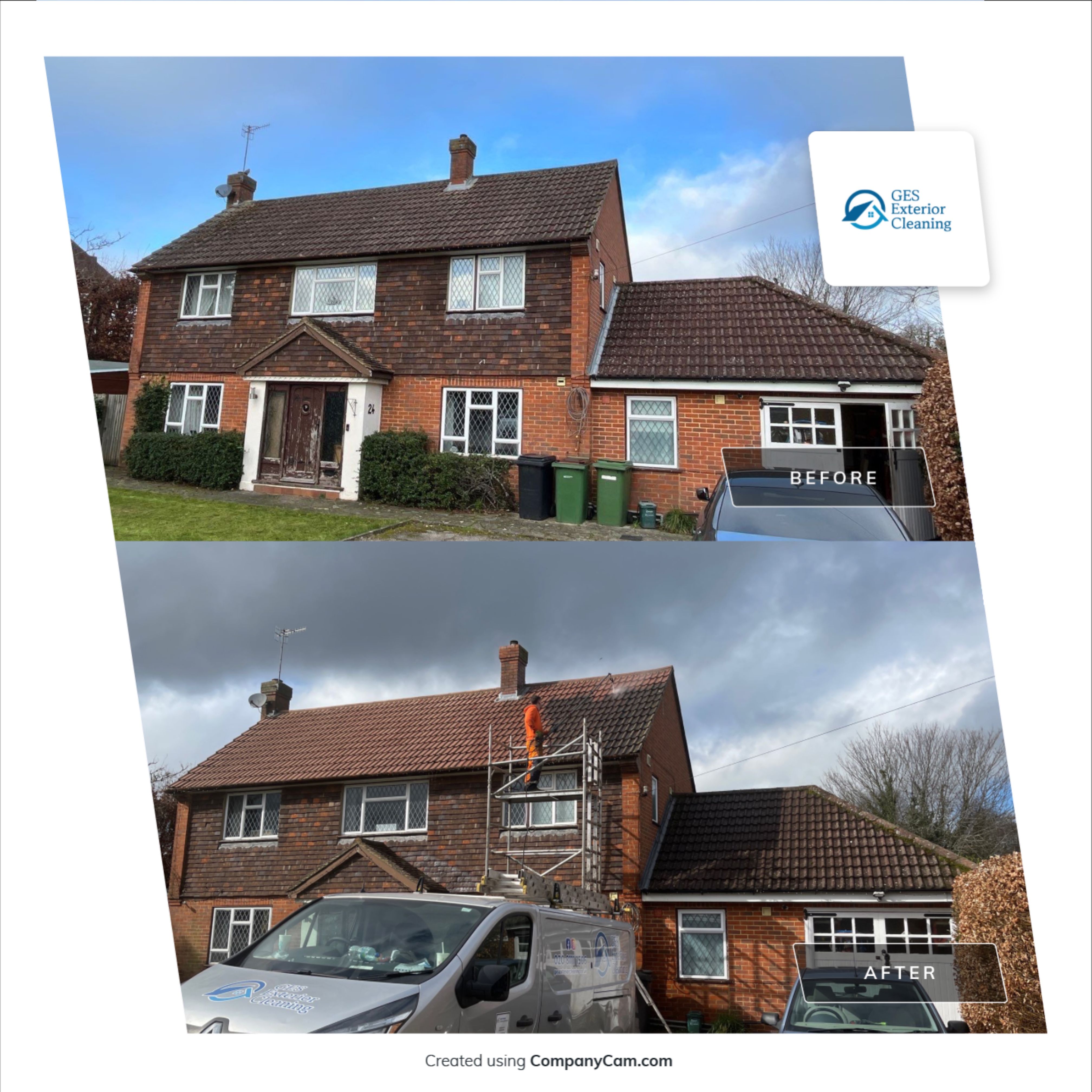 Roof Cleaning and Biocide Treatment using Honda 15lpm Low Pressure Washing Machine by Ges Exterior Cleaning ltd