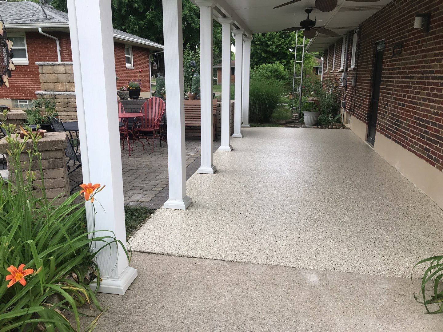 Garage Floor and Patio using Driftwood by Your1DayFloor.com