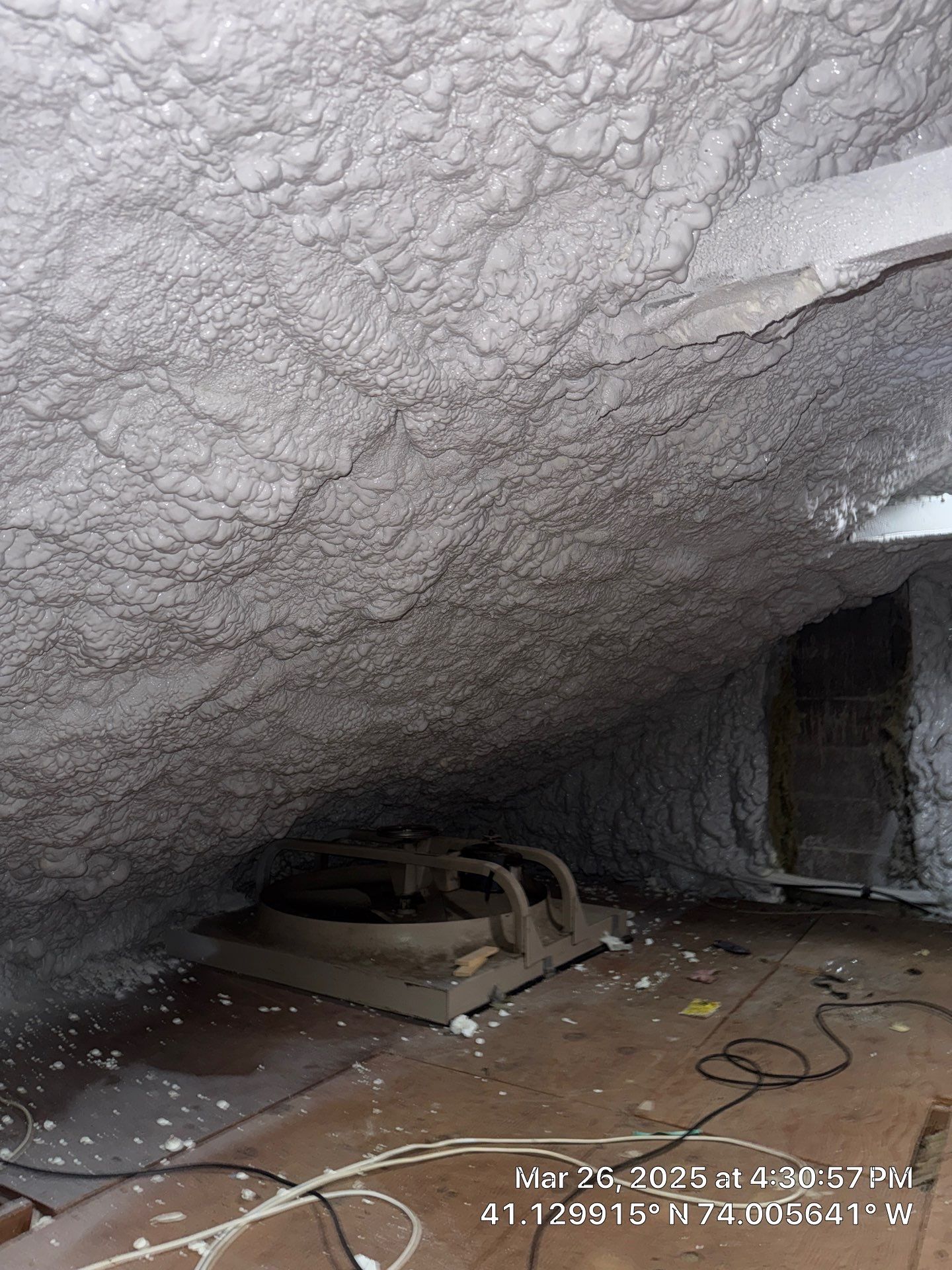 Attic Insulation using open cell spray foam and closed cell rim joist by NYS Foam & Energy