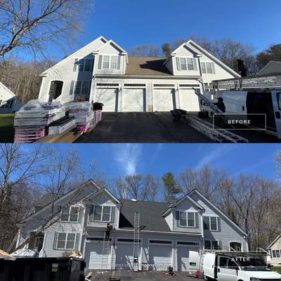 HOA Roof Replacement in Stratham, NH – 55 Square Duplex with Repairs & Ventilation Fixes