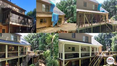 Deckorators Voyage Deck and Shed Style Covered Porch Build with Drink Rail
