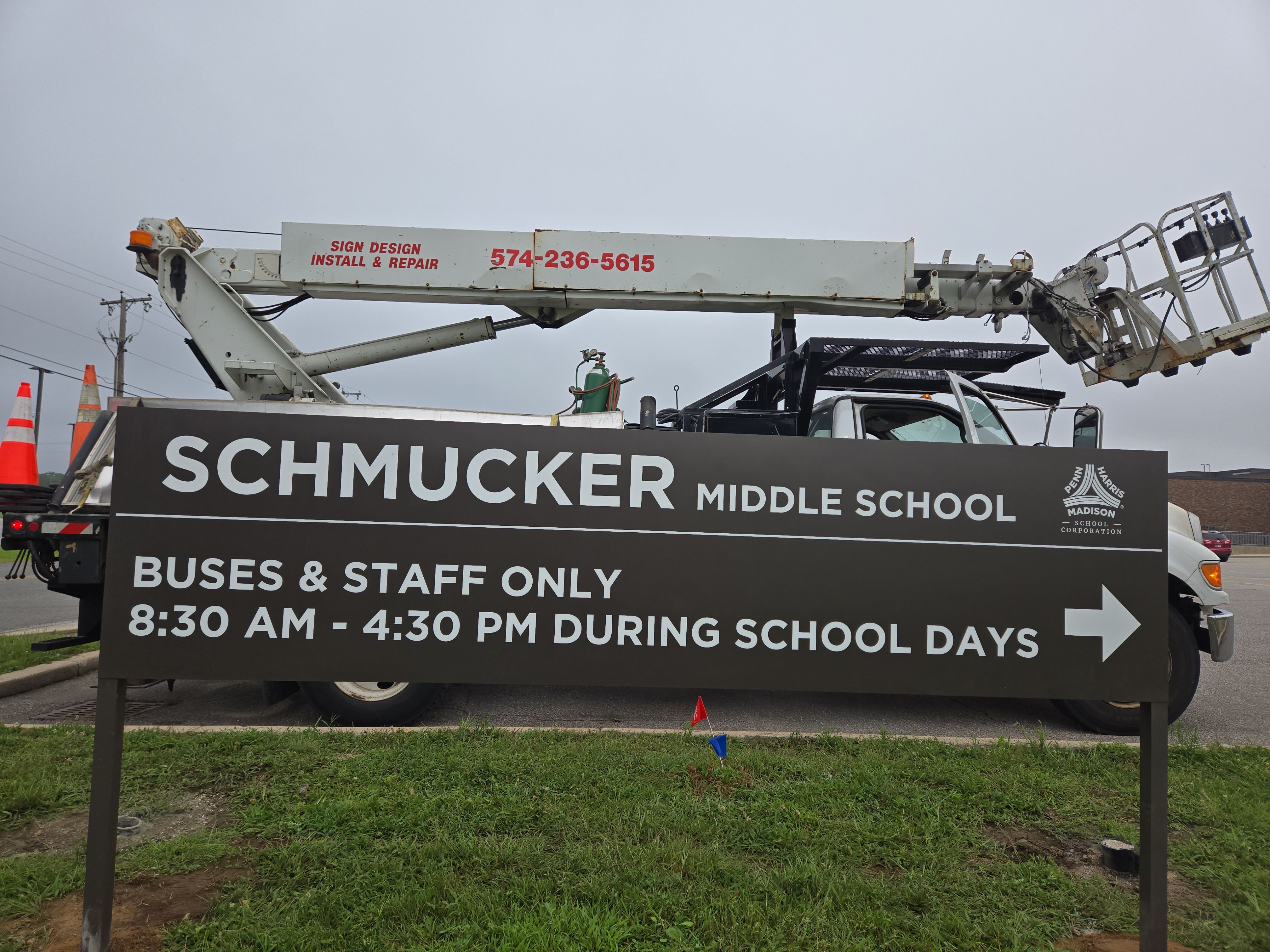 Exterior Directional Signage at Schmucker Middle School by Hayes Design co