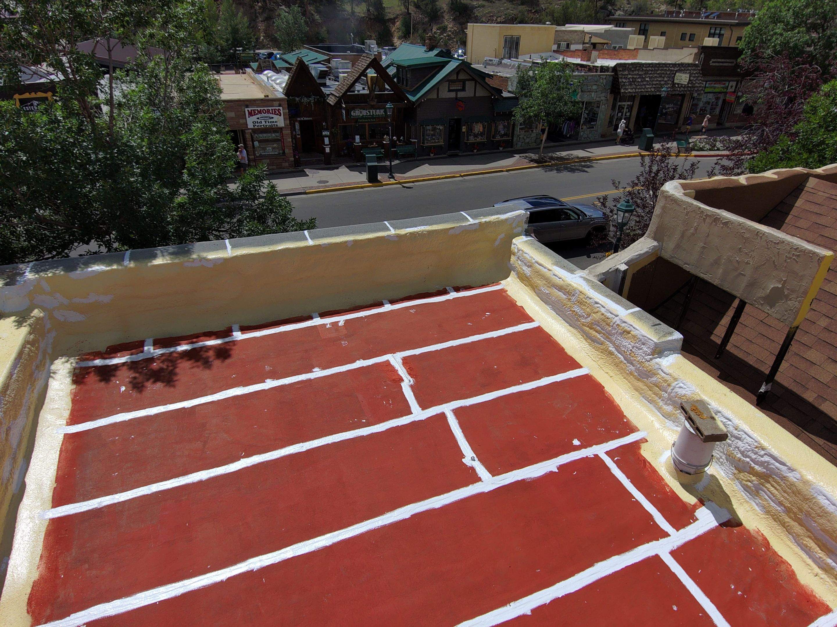 Estes Park "The Taffy Shop" Before & After Gaco Coating by Blue Peaks Roofing LLC