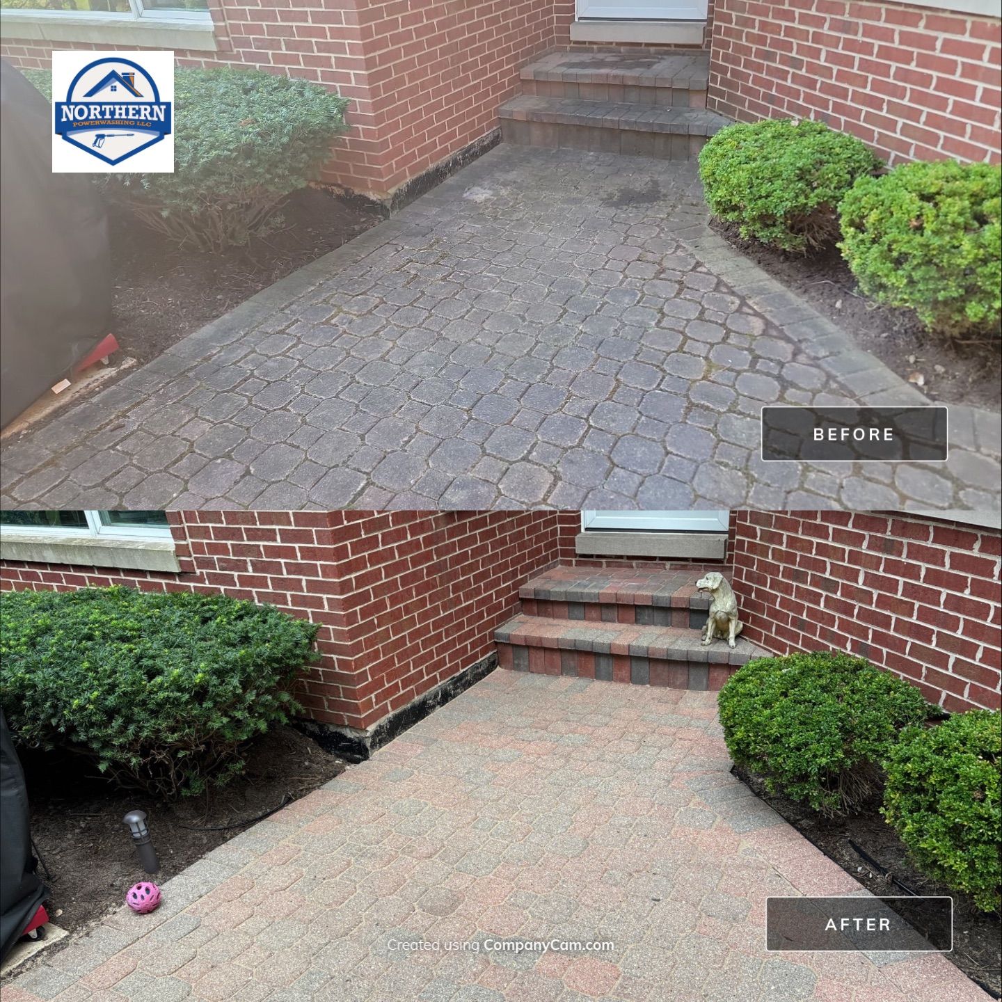 Brick paver repair, clean and seal by Northern Power Washing LLC.