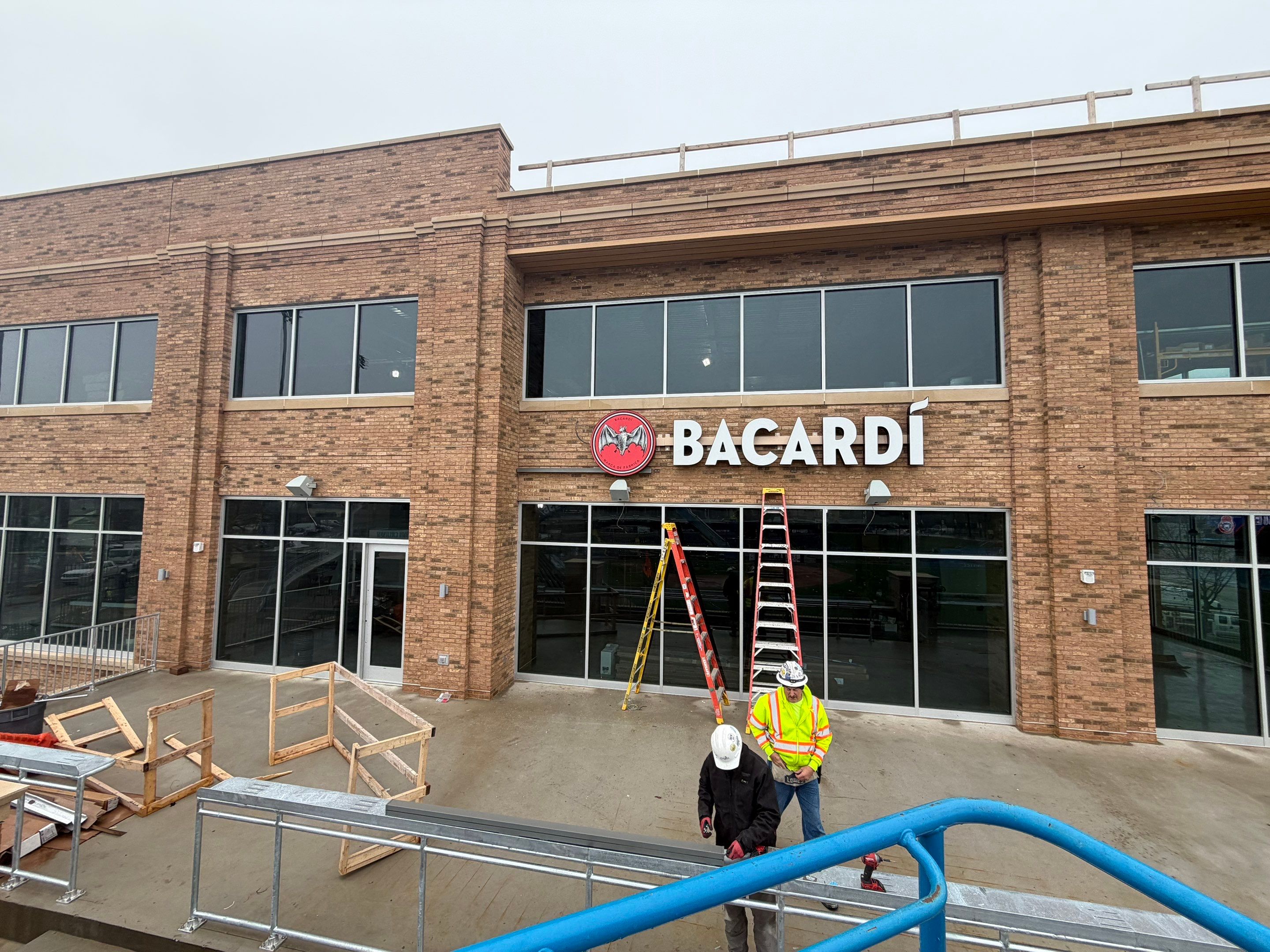 South Bend Stadium Event Building and Premium Suite Signage Installation by Hayes Design co