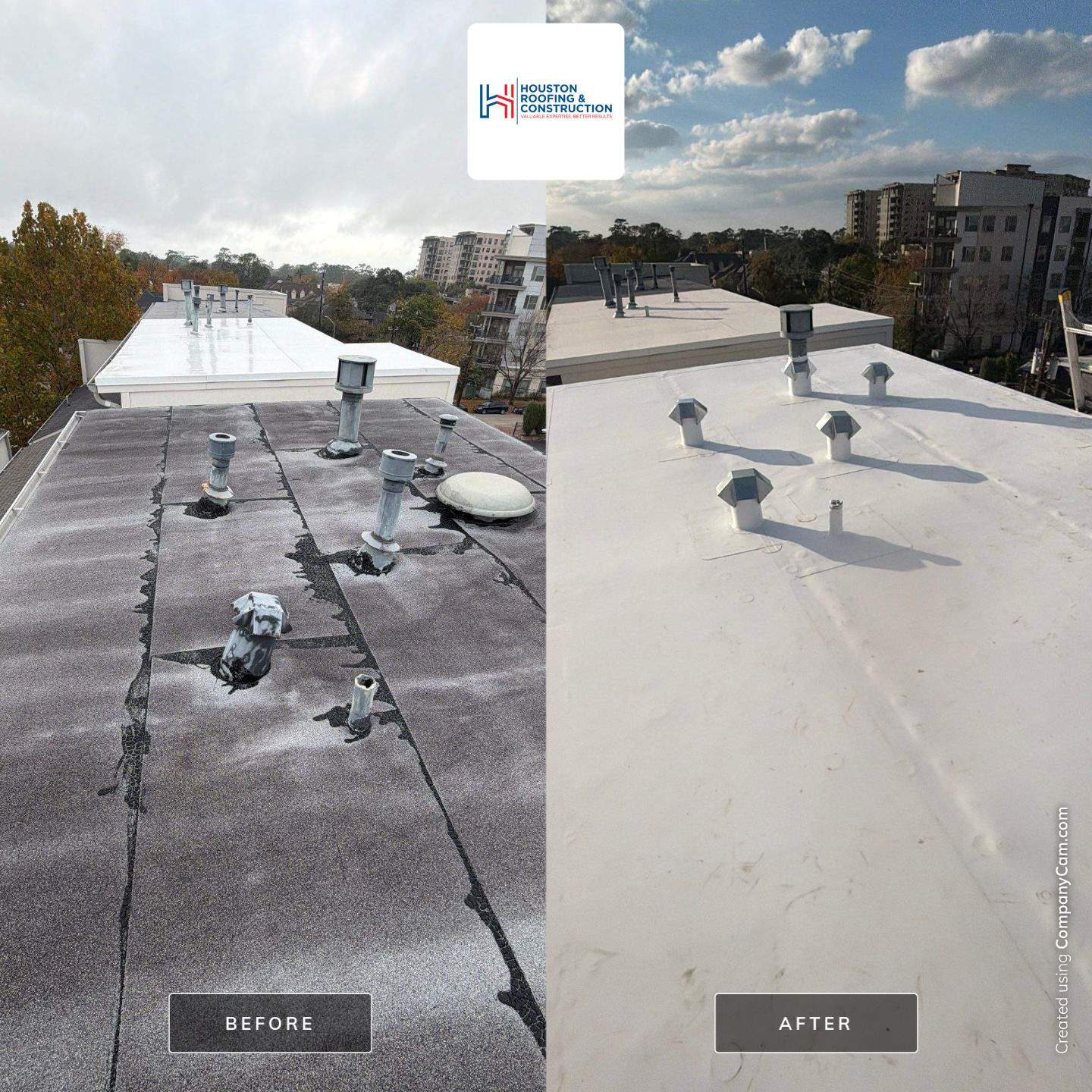 Four Story Townhome Roof Replacement by Houston Roofing & Construction