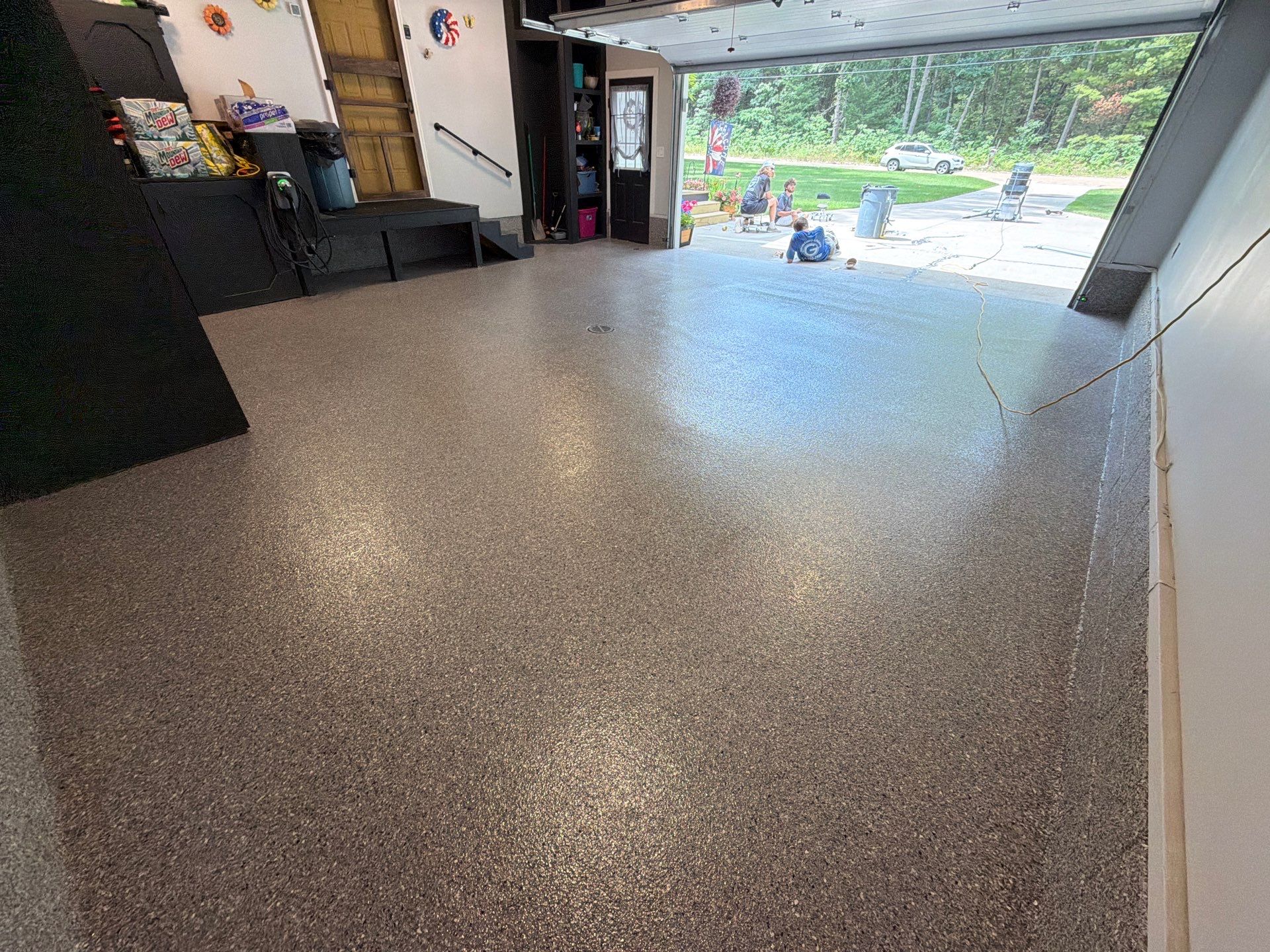 Garage Epoxy Flake Floor and Concrete Crack Repair in Twin Lake by Gordon Painting