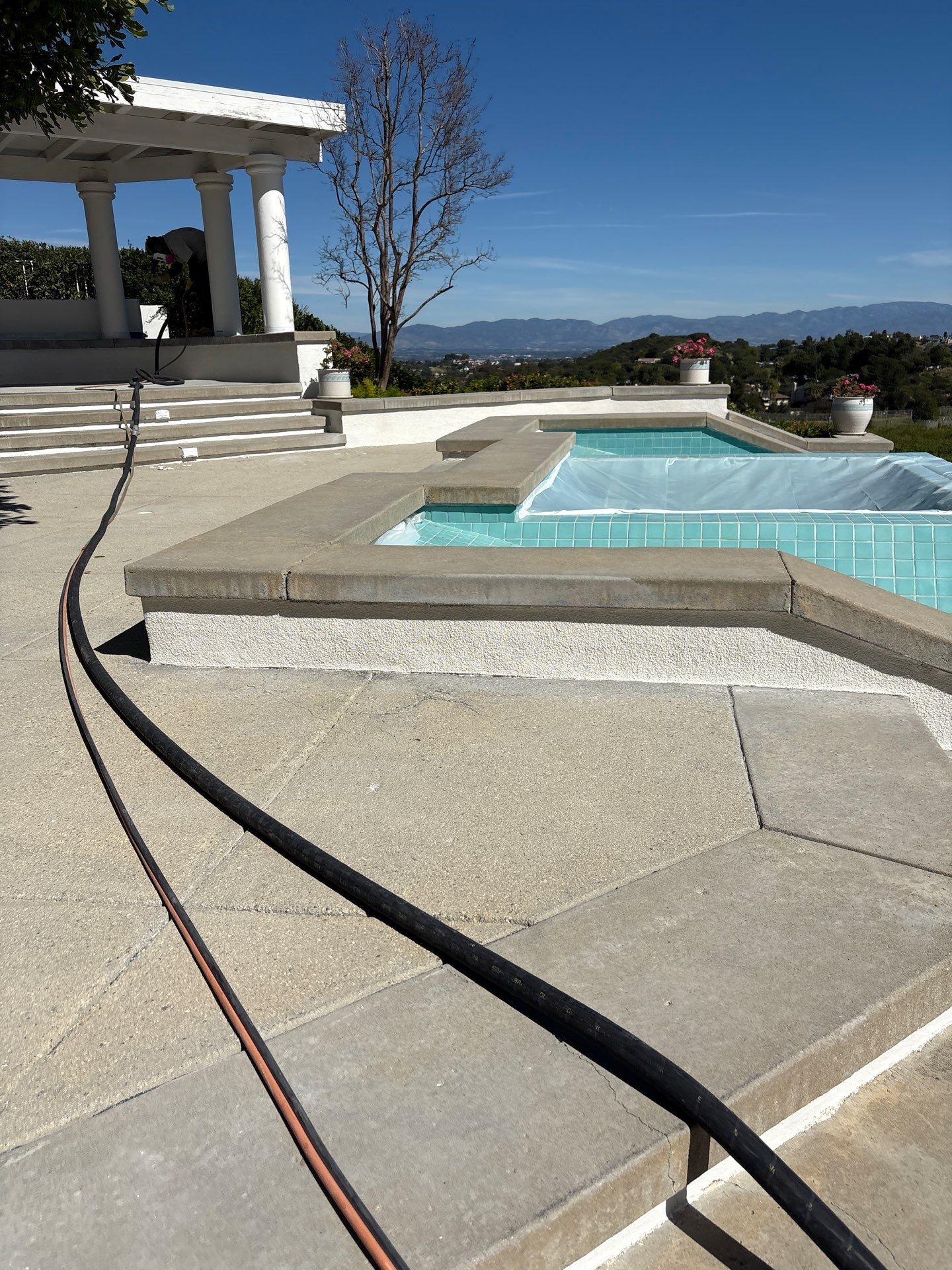 Sandblasting Concrete Back Patio In Calabasas, CA by La Power Washing Inc