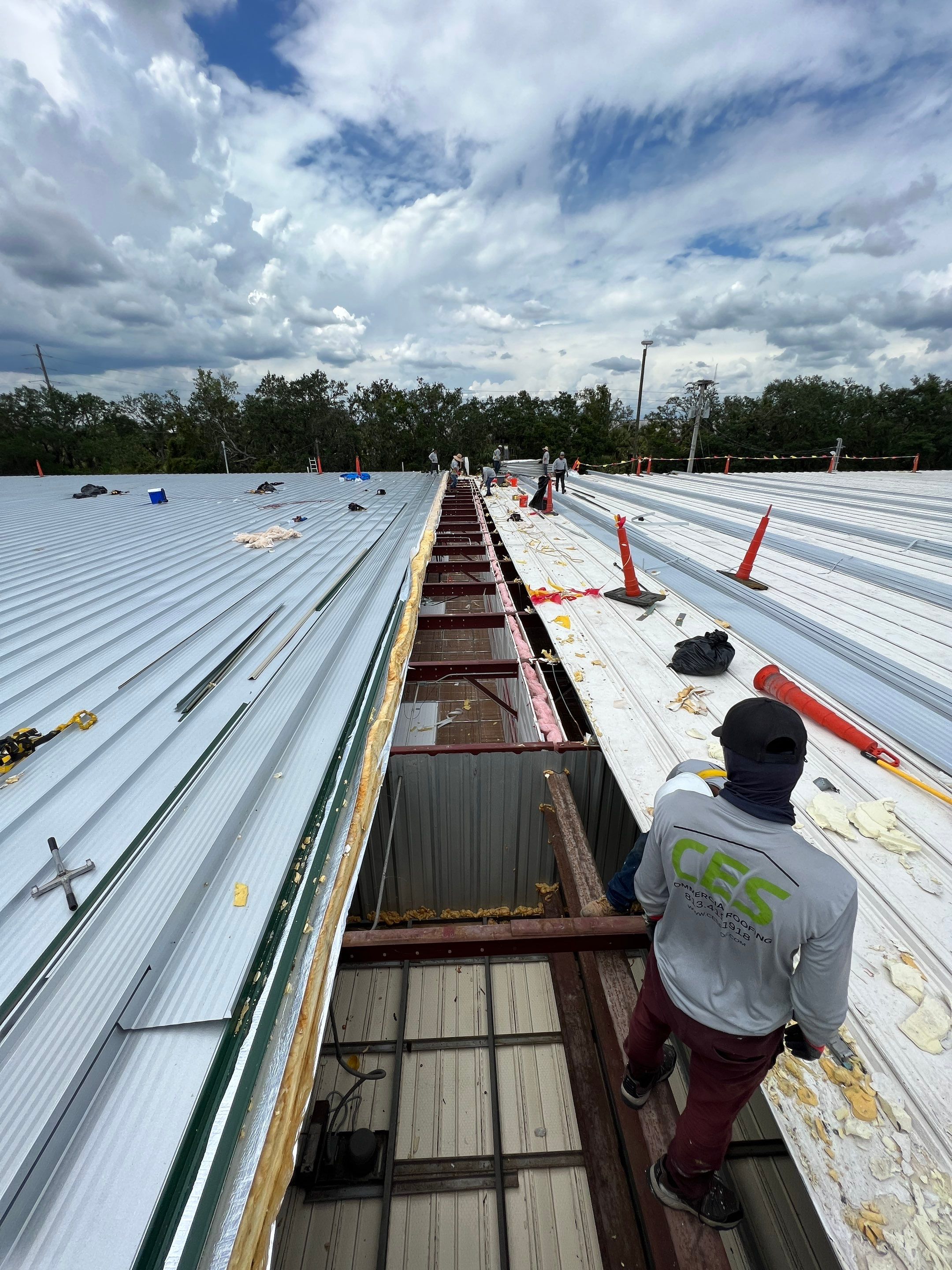Commercial Metal Roof Replacement at Shopping Plaza in Port Charlotte by CES Roofing