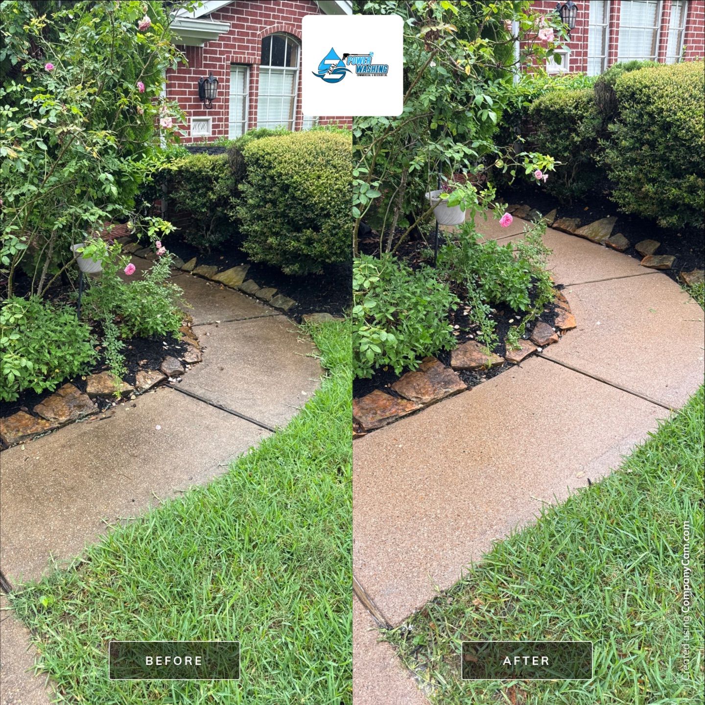 Residential Concrete Driveway and Sidewalk Pressure Washing in Pearland by Zeal Power Washing