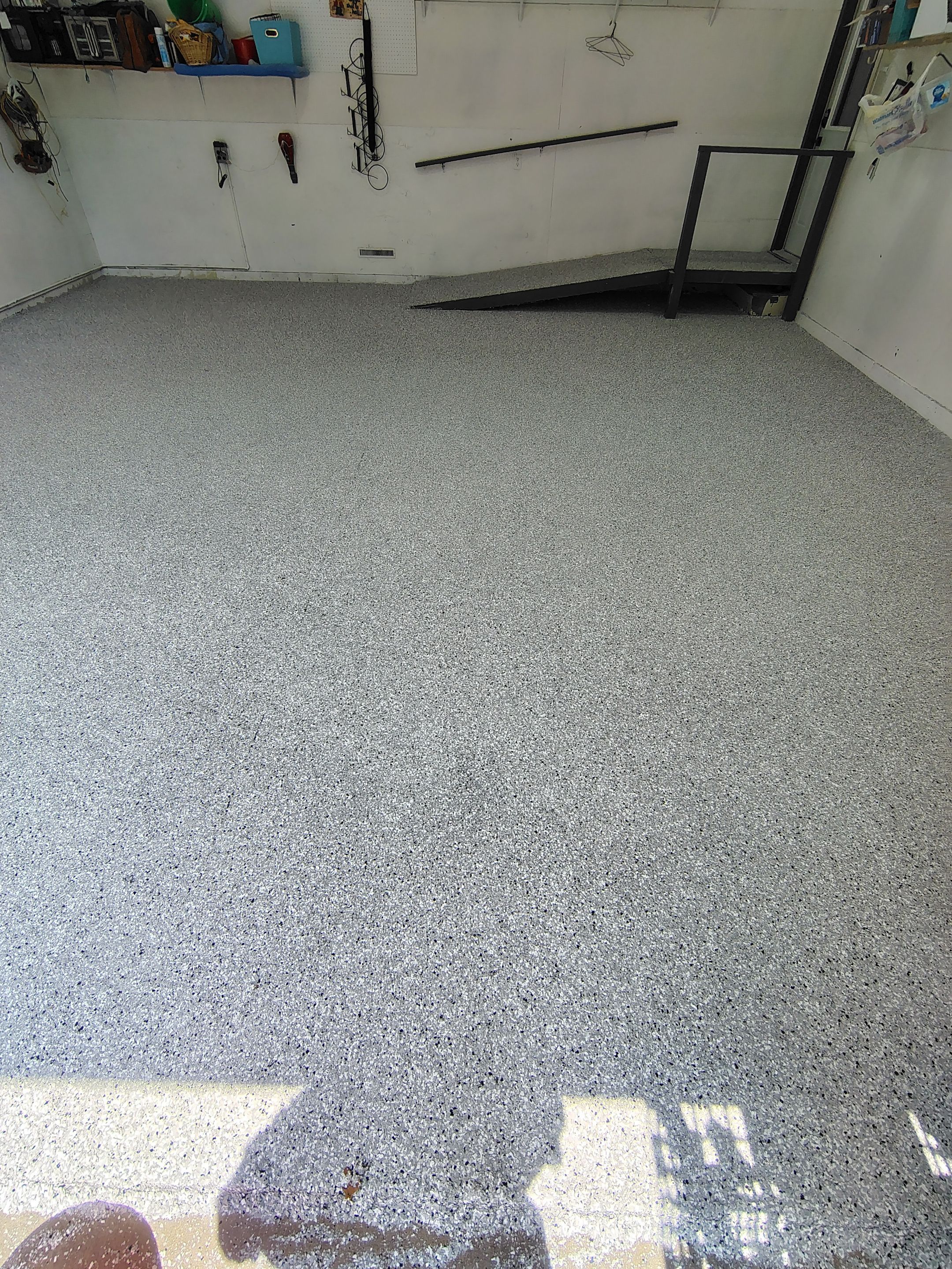 Yankton Garage Concrete Coating With Feather Gray Decorative Chips by Select Painting, Coatings & Garage Cabinets