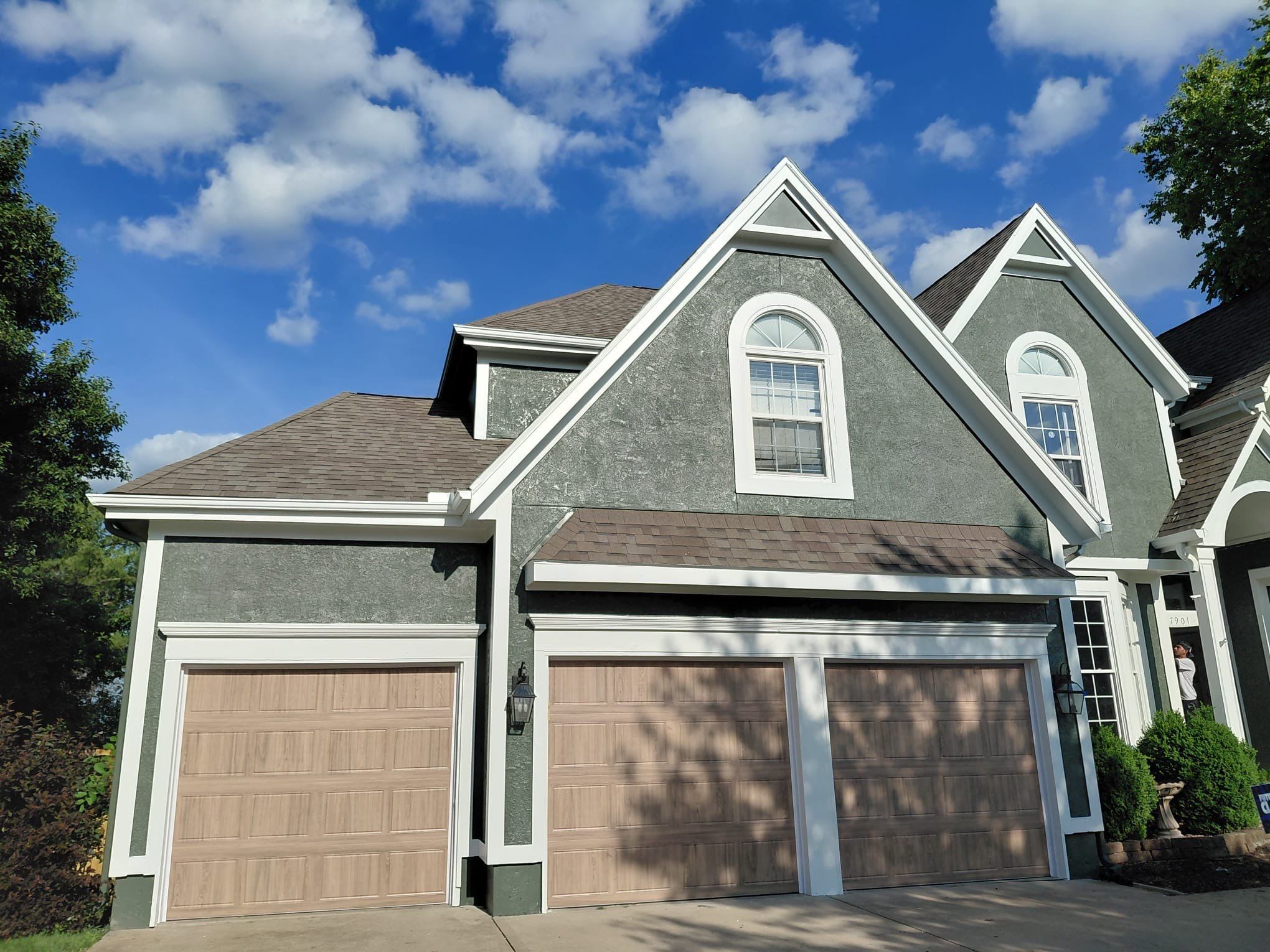 Exterior Painting and Wood Rot Repair for Overland Park Residence by Cougar Painting